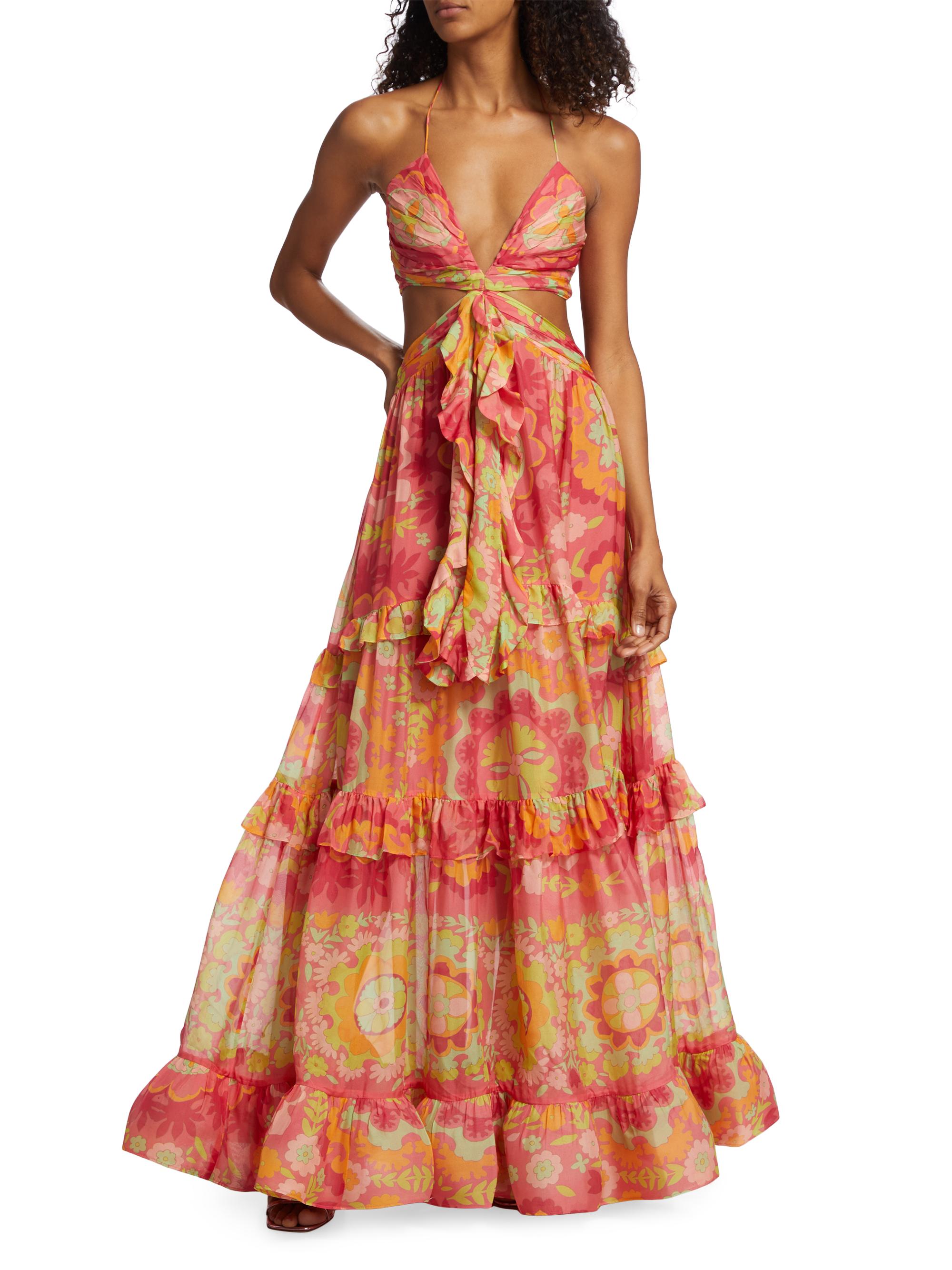 white christmas dresses Luna Looks Satin Maxi Dress Yellow – Gabi Swimwear main image 1