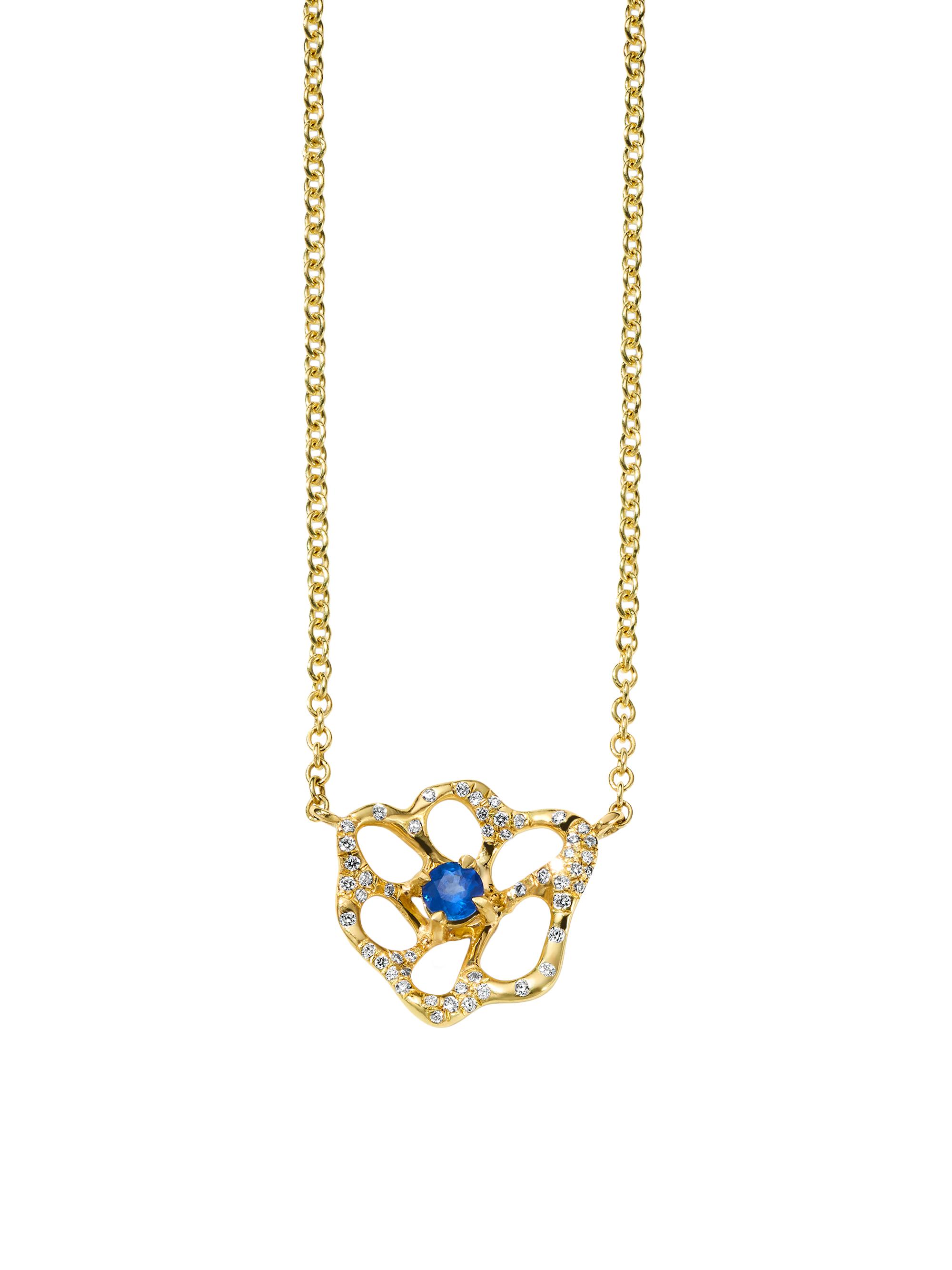 Ippolita Women's Stardust 18K Yellow Gold, Blue Sapphire & 0.15 TCW Diamond  Flower Pendant Necklace - Blue Sapphire