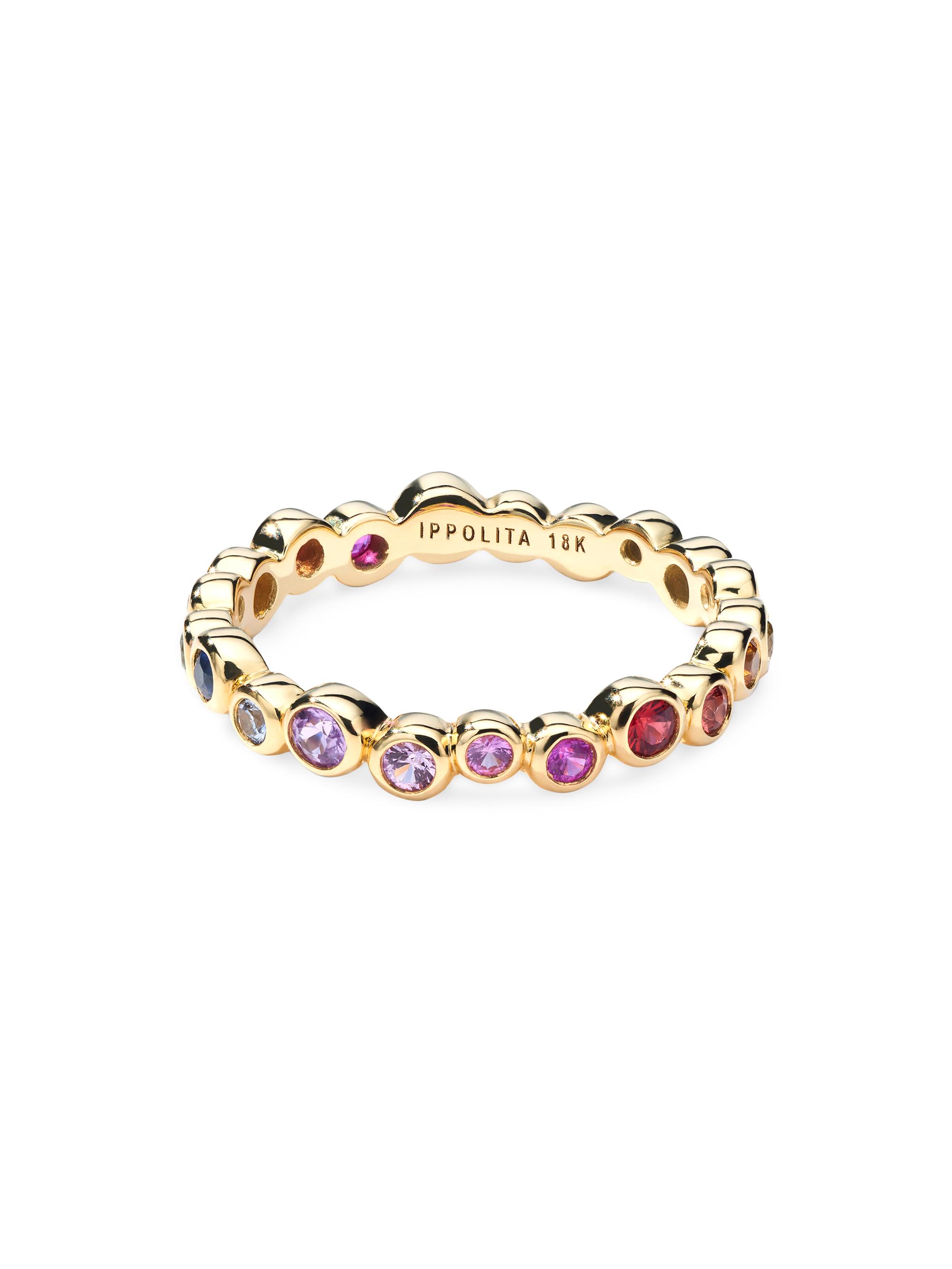 Ippolita Women's Stardust 18K Yellow Gold & Rainbow Sapphire Ring - Sapphire Rainbow