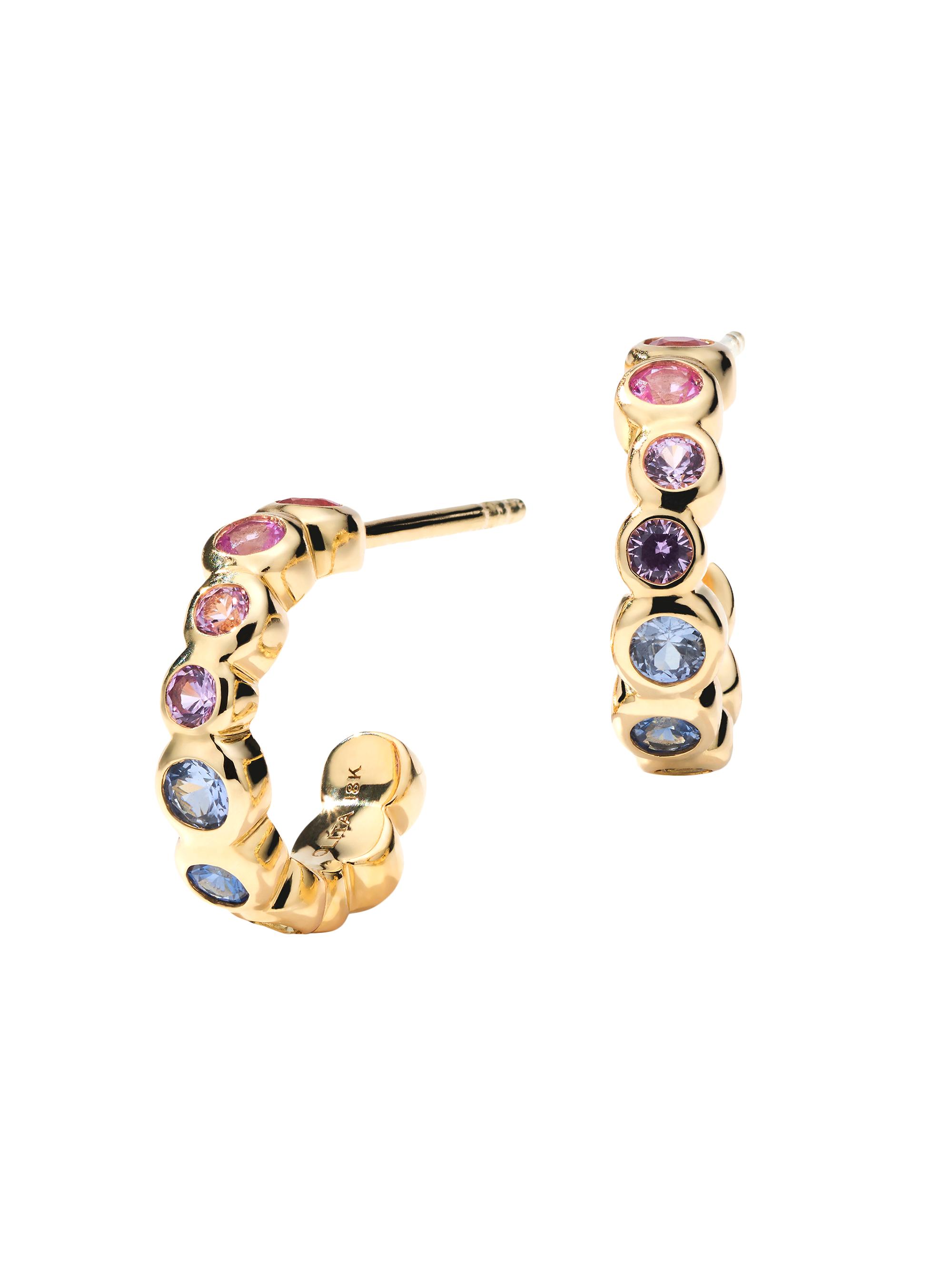 Ippolita Women's Stardust Starlet 18K Yellow Gold & Rainbow Sapphire Tiny Hoop Earrings - Sapphire Rainbow
