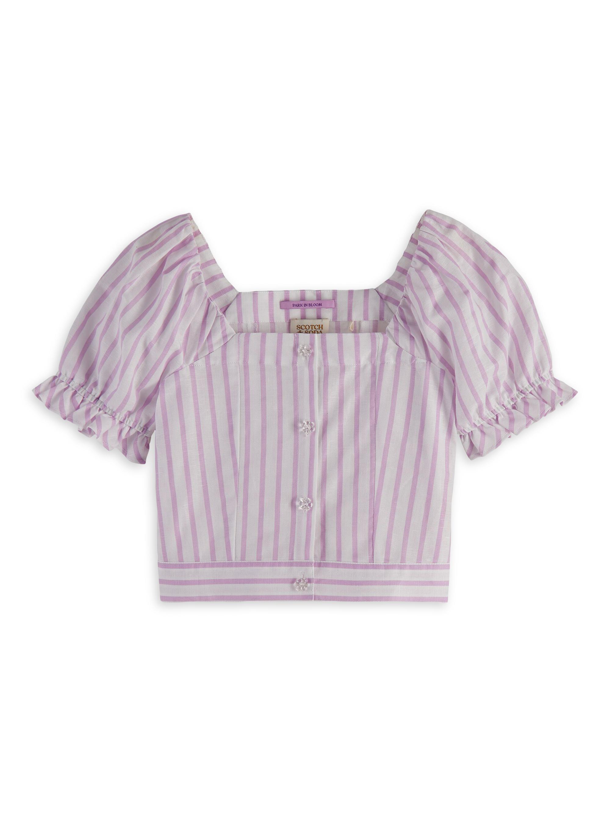 Scotch & Soda Little Girl's & Girl's Striped Linen-Blend Top - Orchid