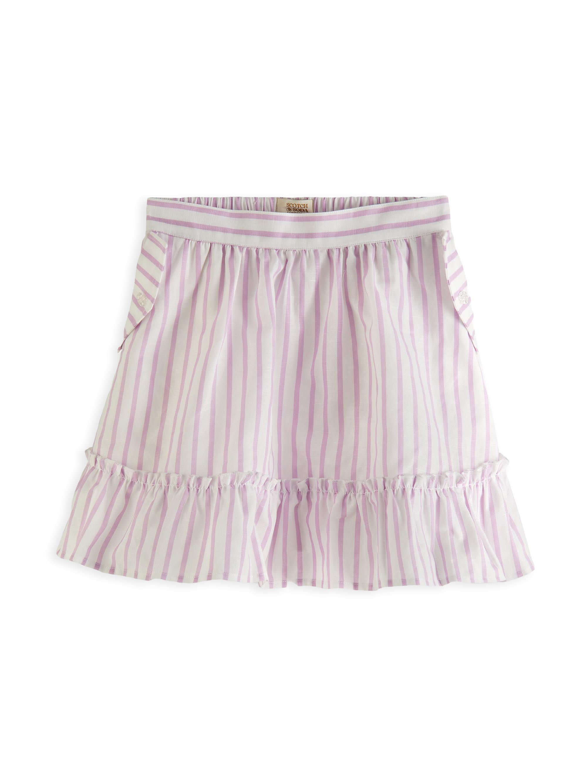Scotch & Soda Little Girl's & Girl's Striped Linen-Blend Wrap Skirt - Orchid
