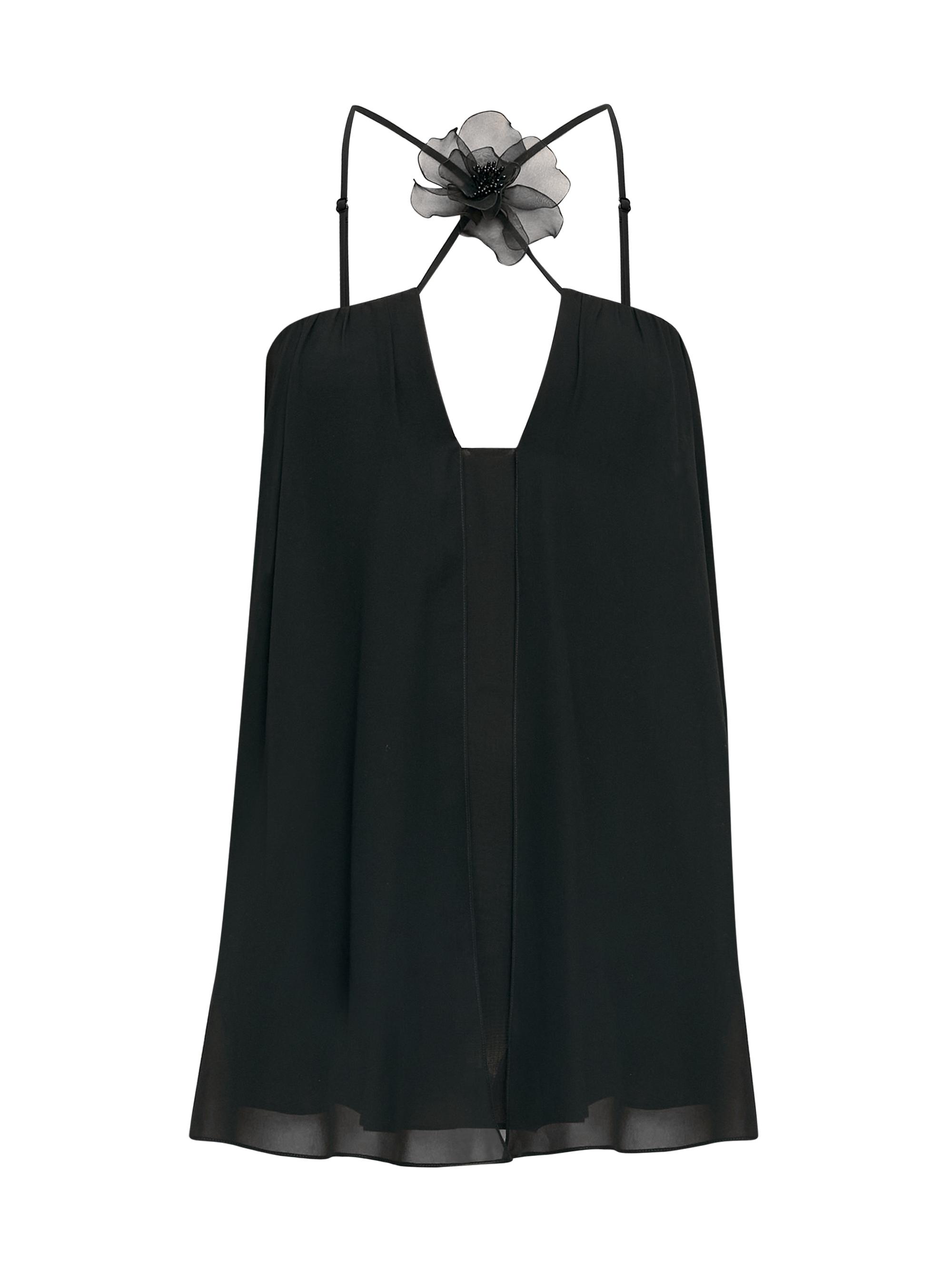 Nensi Dojaka Flower Silk Halter Minidress | Saks Fifth Avenue