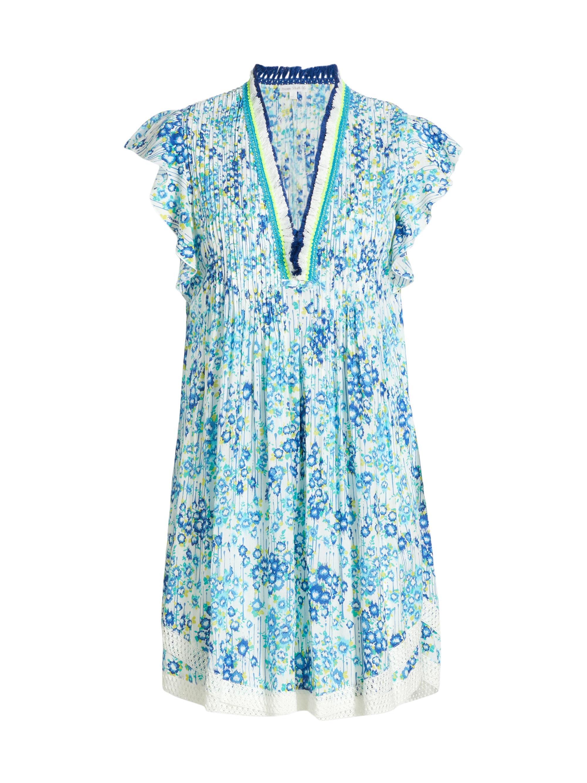 Poupette St Barth Sasha Crochet-Trim V-Neck Minidress | Saks Fifth Avenue