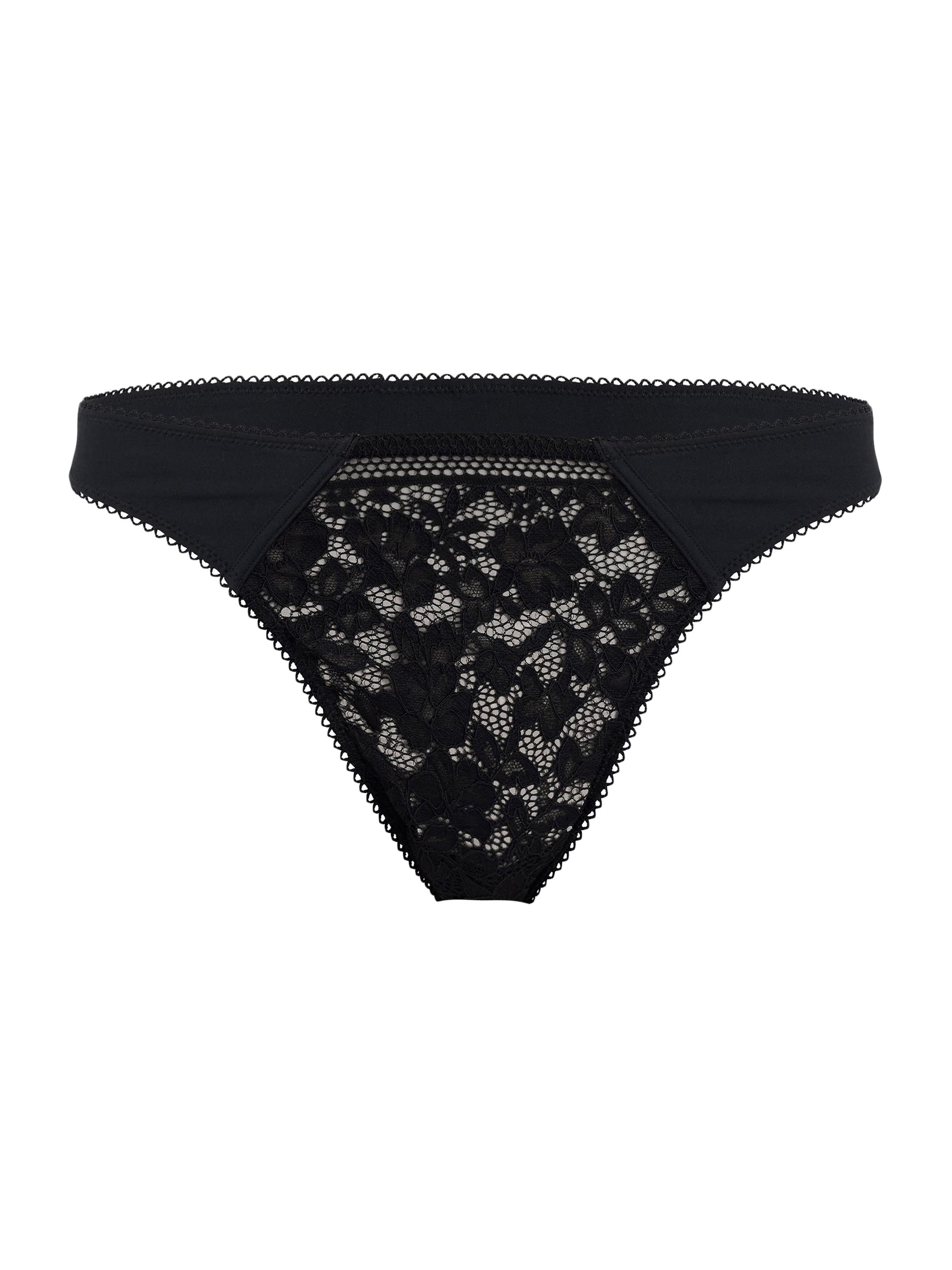 Wolford Women's Mid-Rise Lace Thong - Black