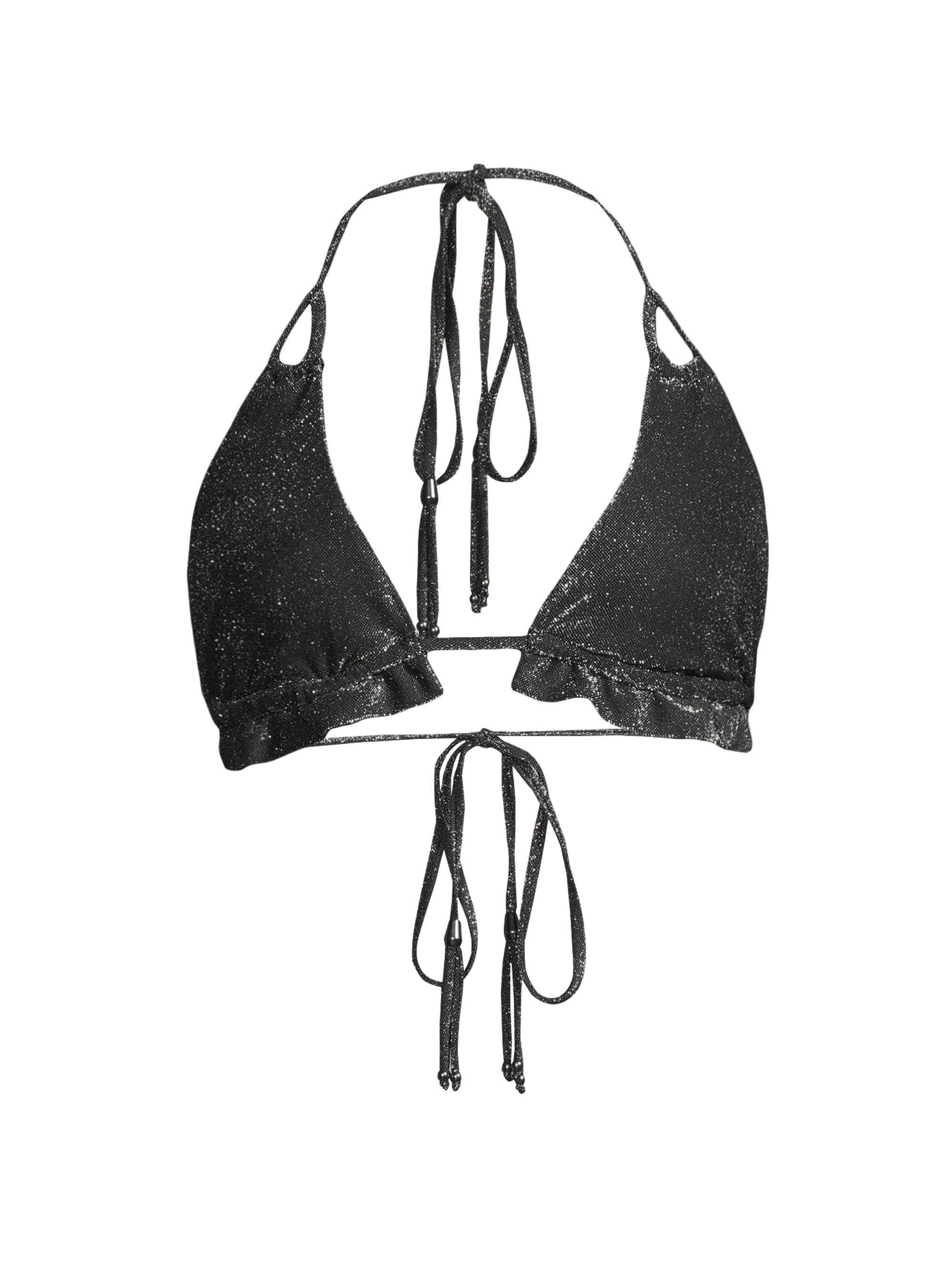 Ramy Brook Women's Fiji Glittery Bikini Top - Black Sparkle