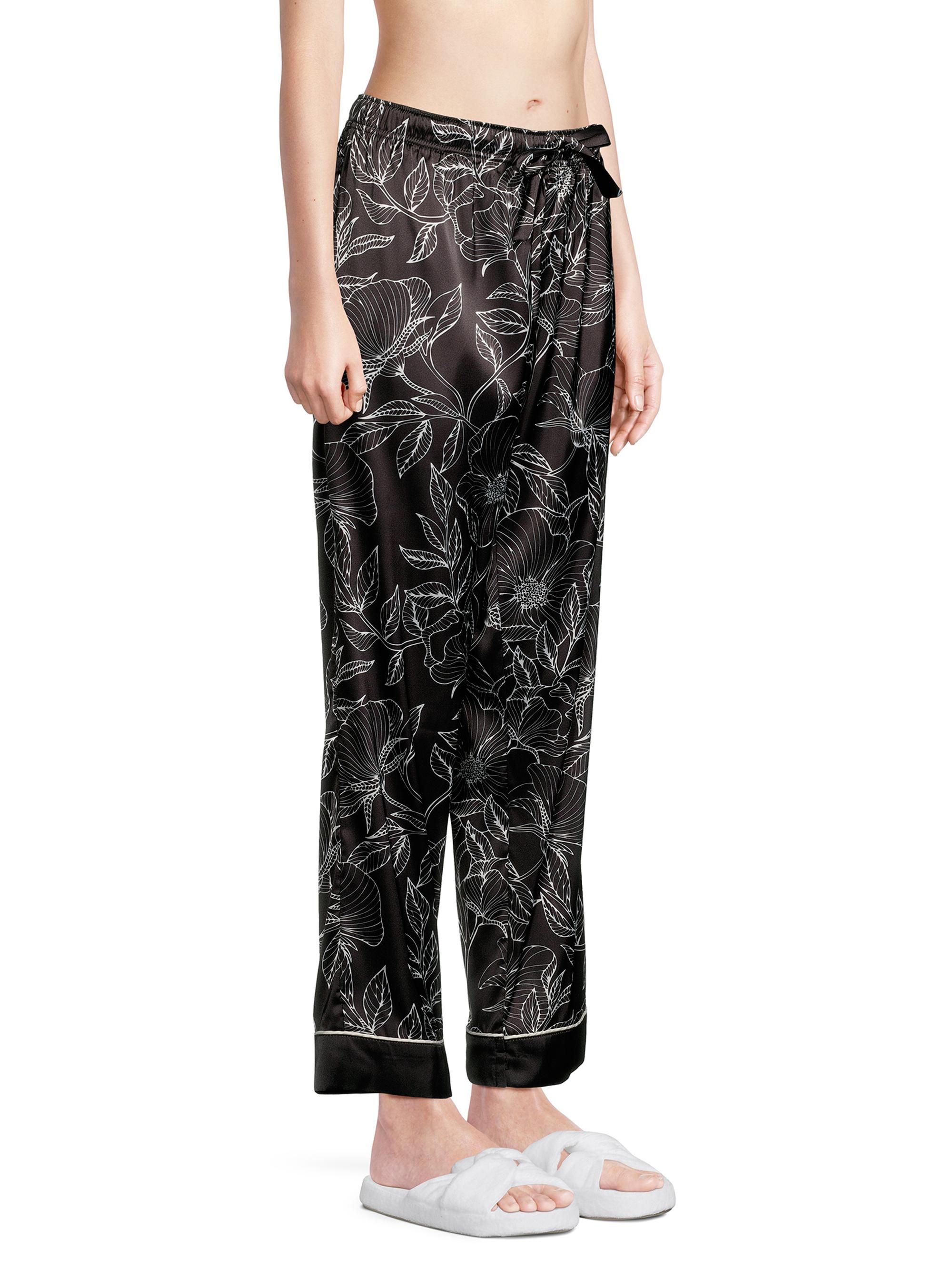 Averie Women's Leaf Print Long Pajama Set - Black | Thumbnail 4