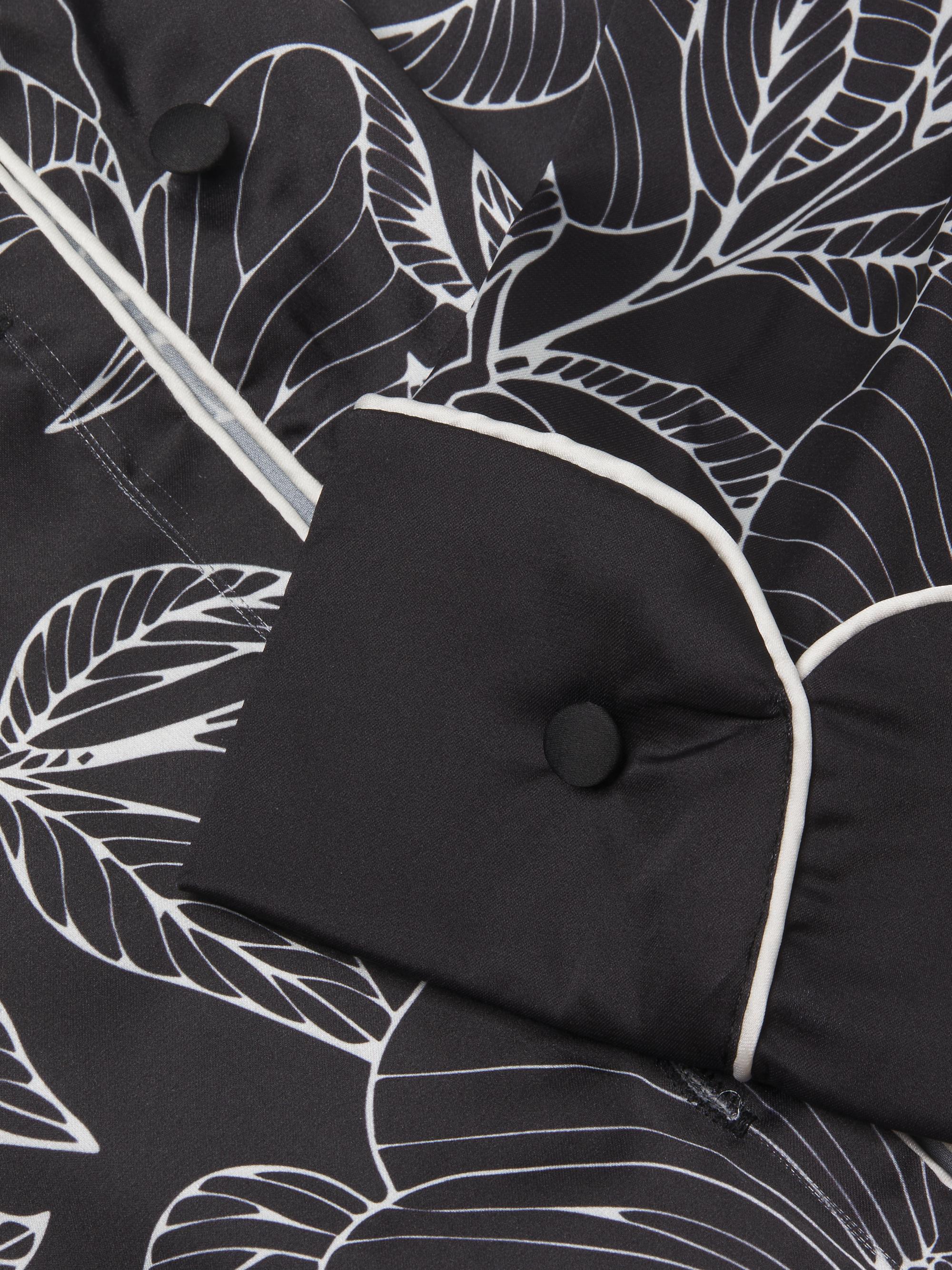 Averie Women's Leaf Print Long Pajama Set - Black | Thumbnail 6