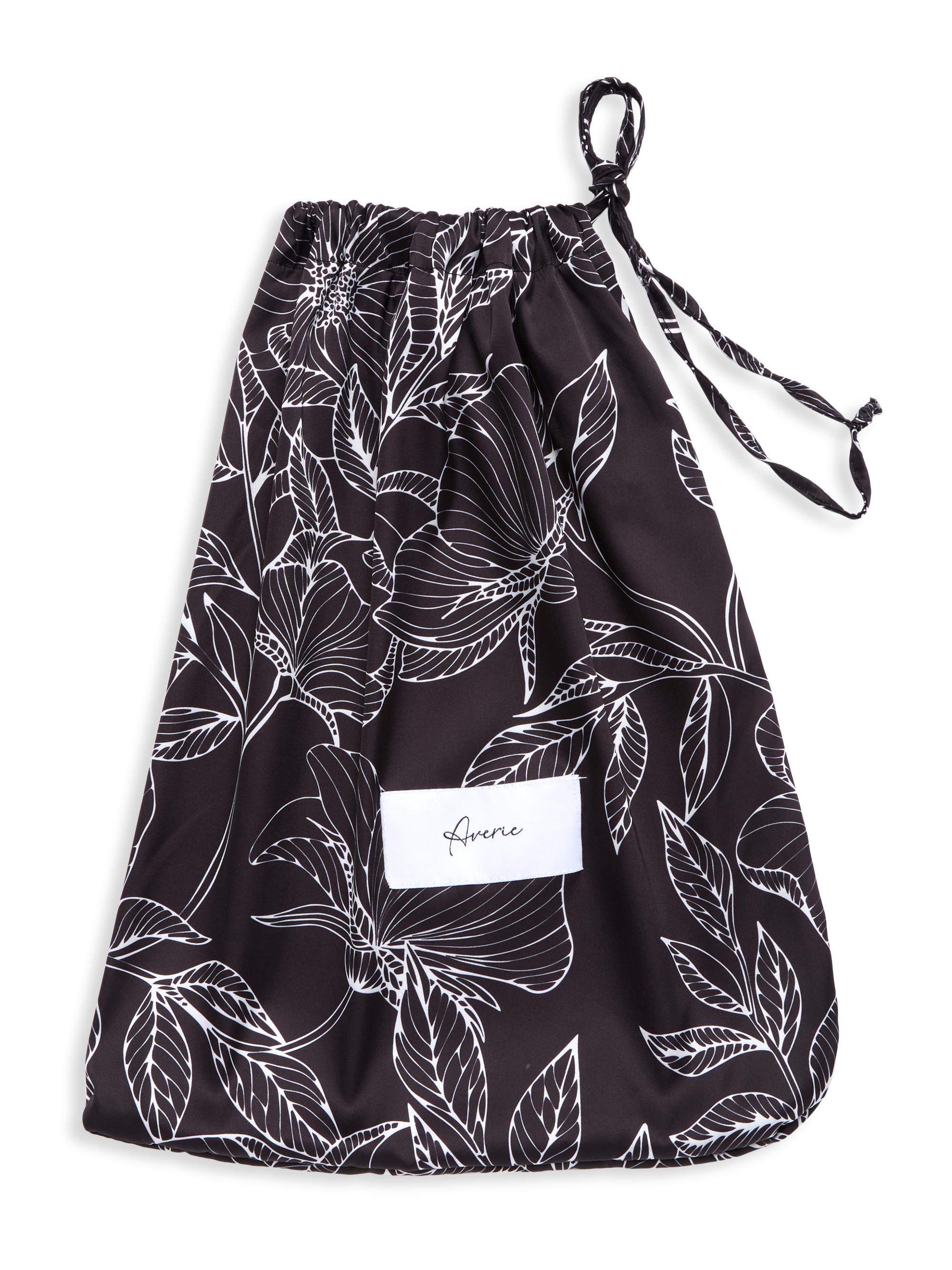 Averie Women's Leaf Print Long Pajama Set - Black | Thumbnail 7