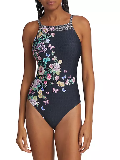 Vintage Flower Monogram One-Piece Swimsuit - Ready-to-Wear