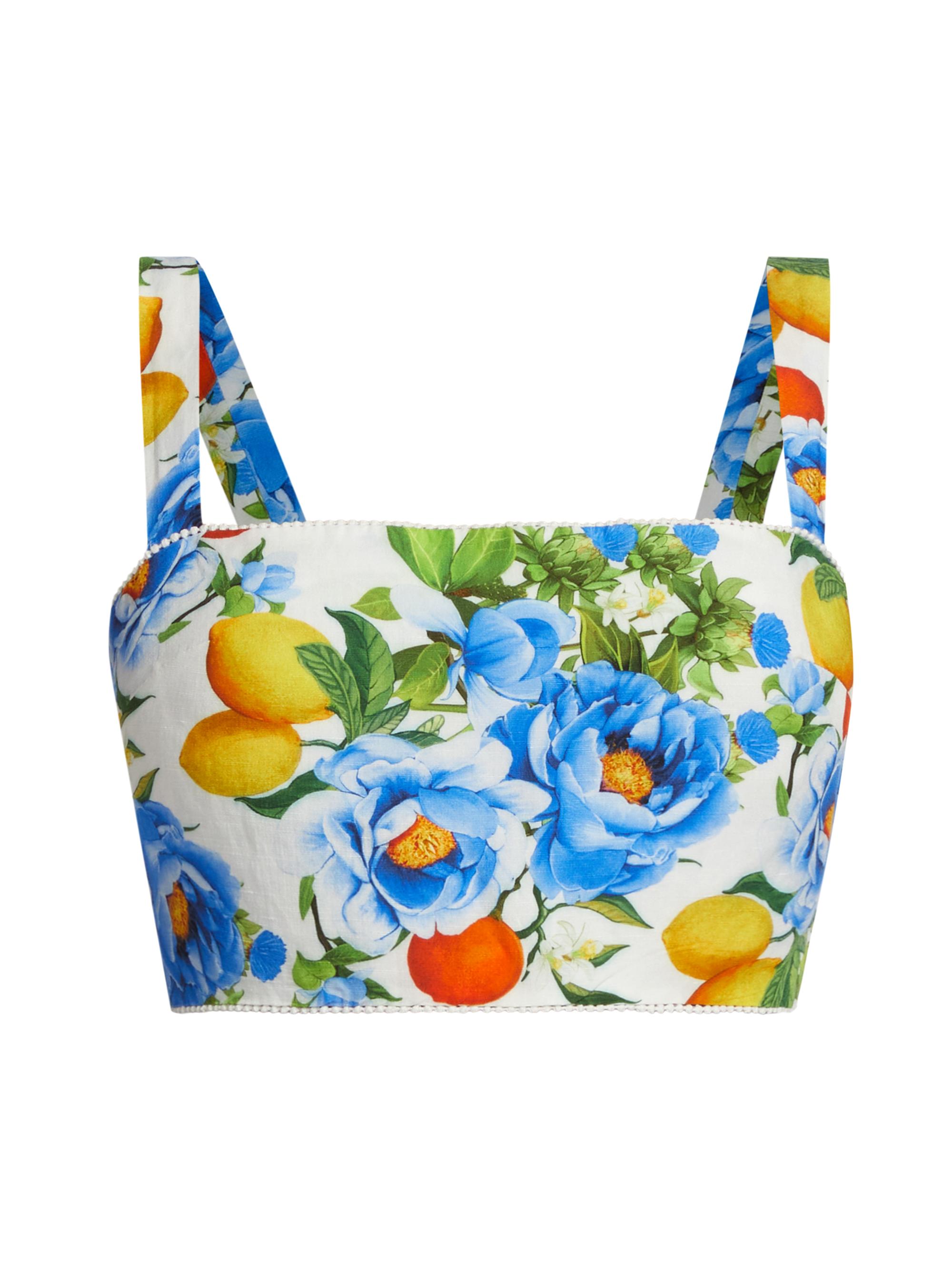 Borgo de Nor Women's Didi Floral Cotton Crop Top - Blue