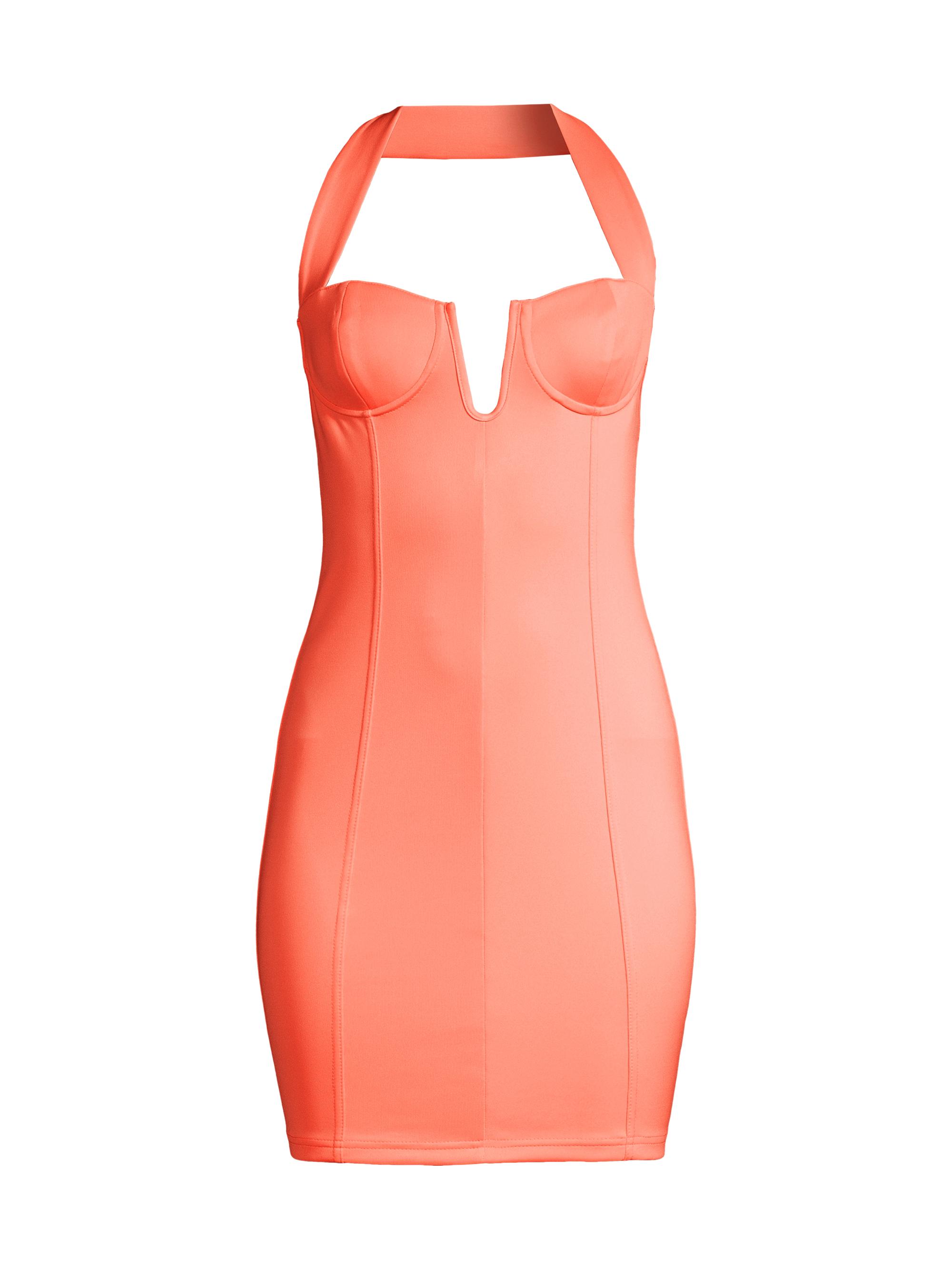 Victor Glemaud Women's Knit Halter Minidress - Peach