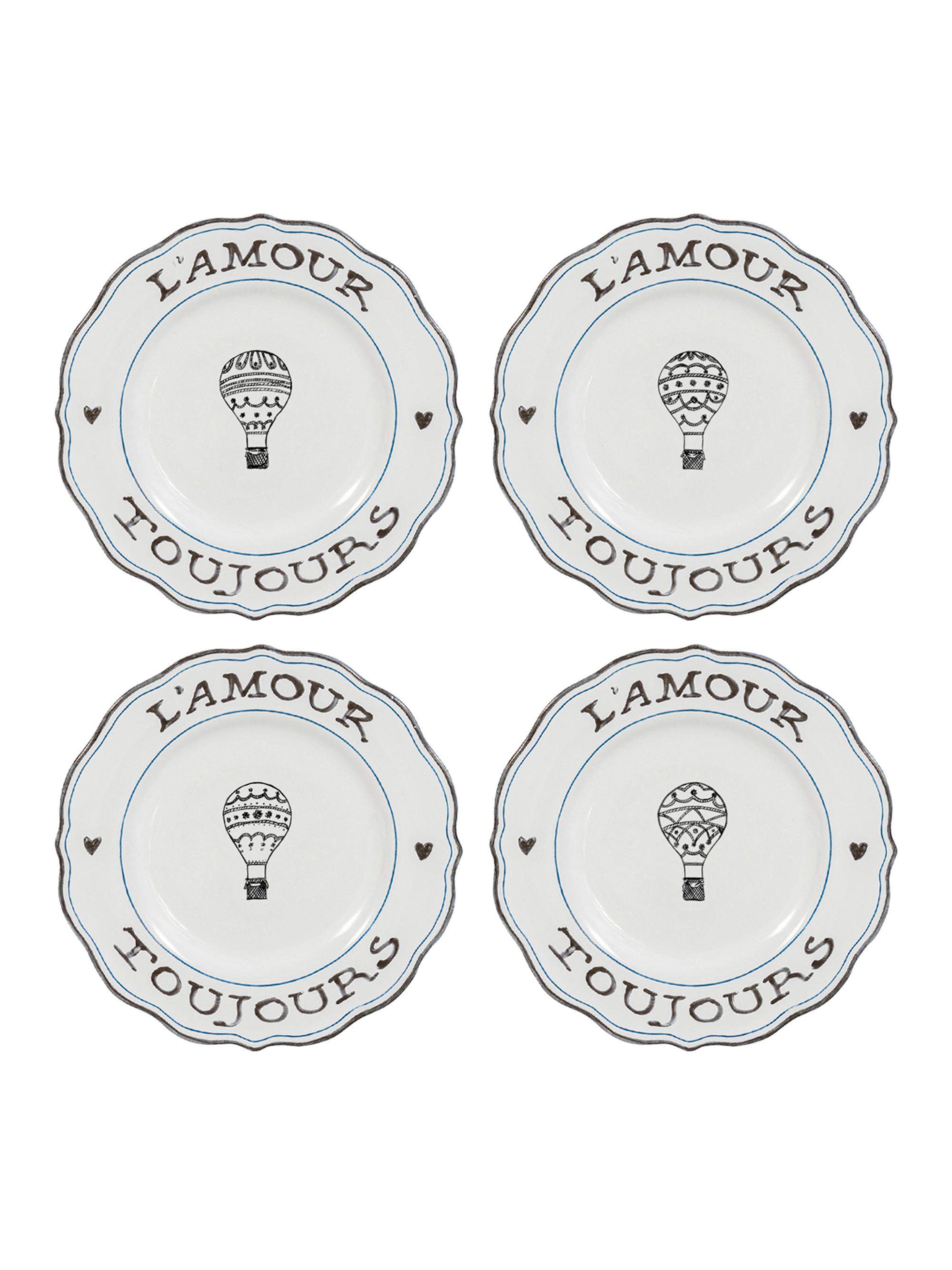 Juliska L'Amour Toujours 4-Piece Assorted Dessert/Salad Plate Set - White