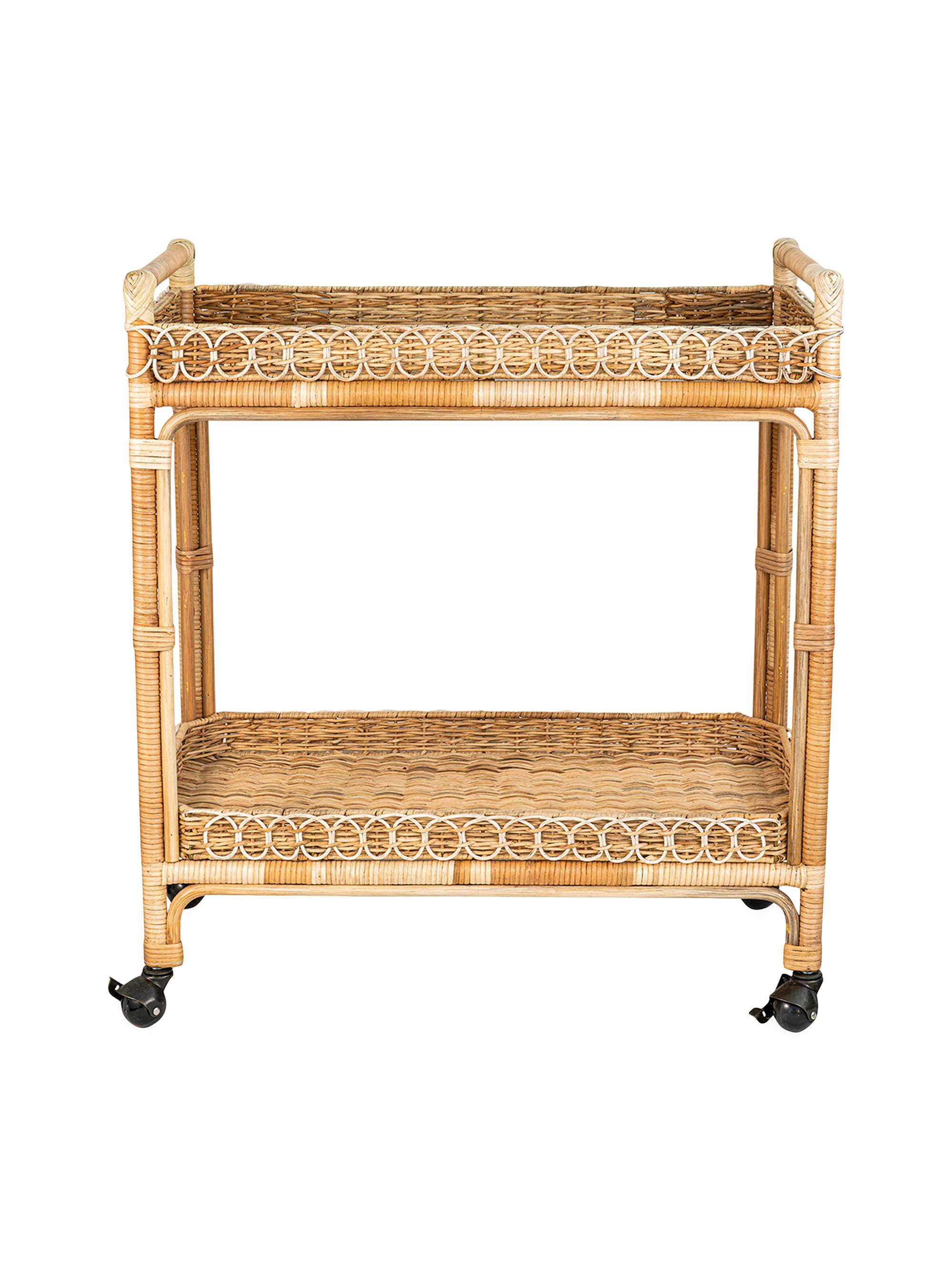 Juliska Provence Rattan Bar Cart - Natural