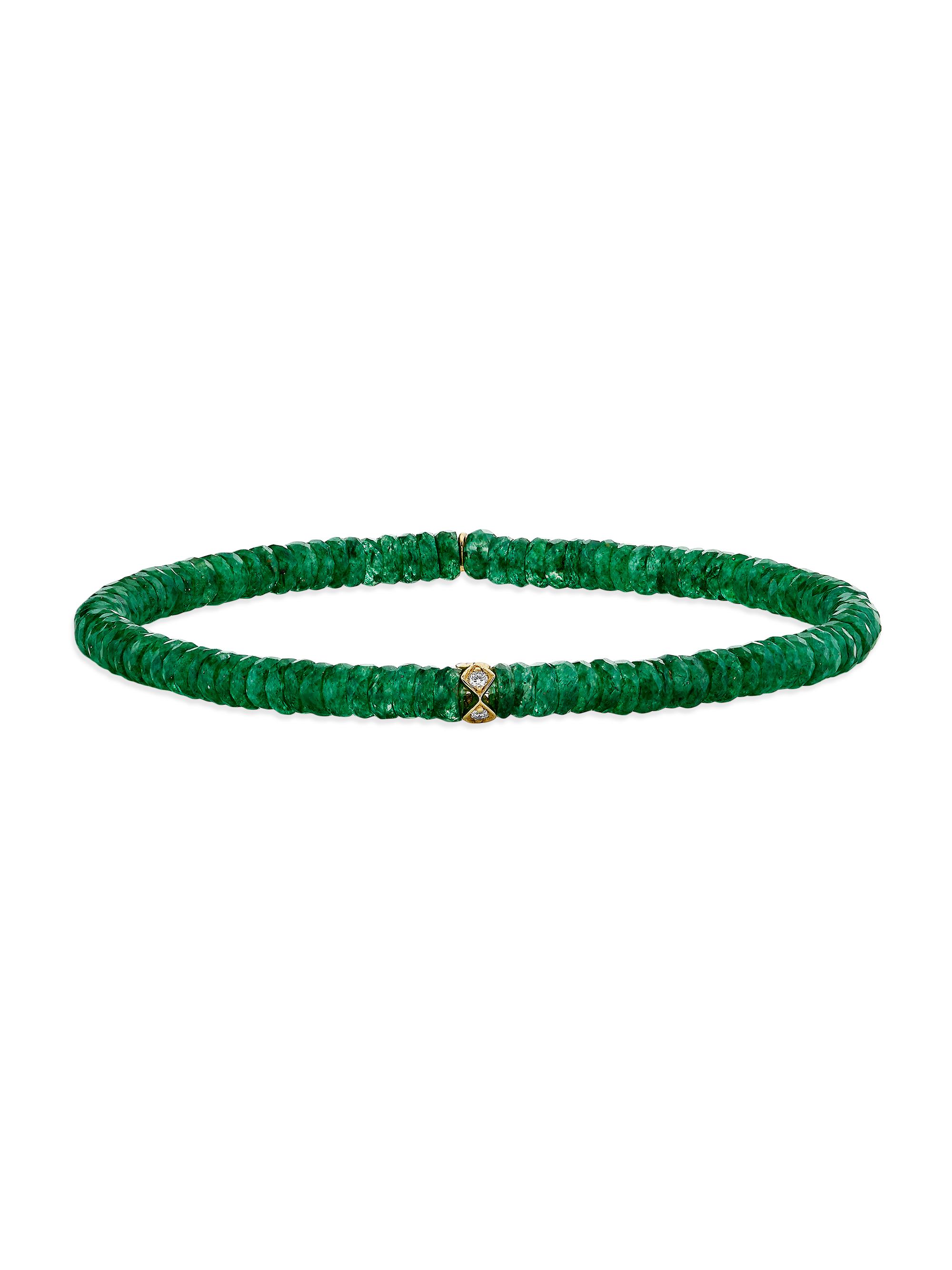 Sydney Evan Women's 14K Gold, Diamond & Green Aventurine Bracelet - Diamond