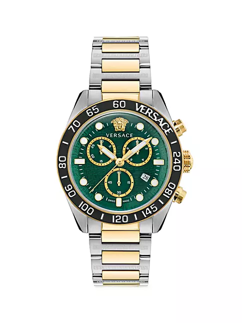 Versace Steel Shop Chrono Stainless | Avenue Greca Saks Dome Watch Fifth Two-Tone