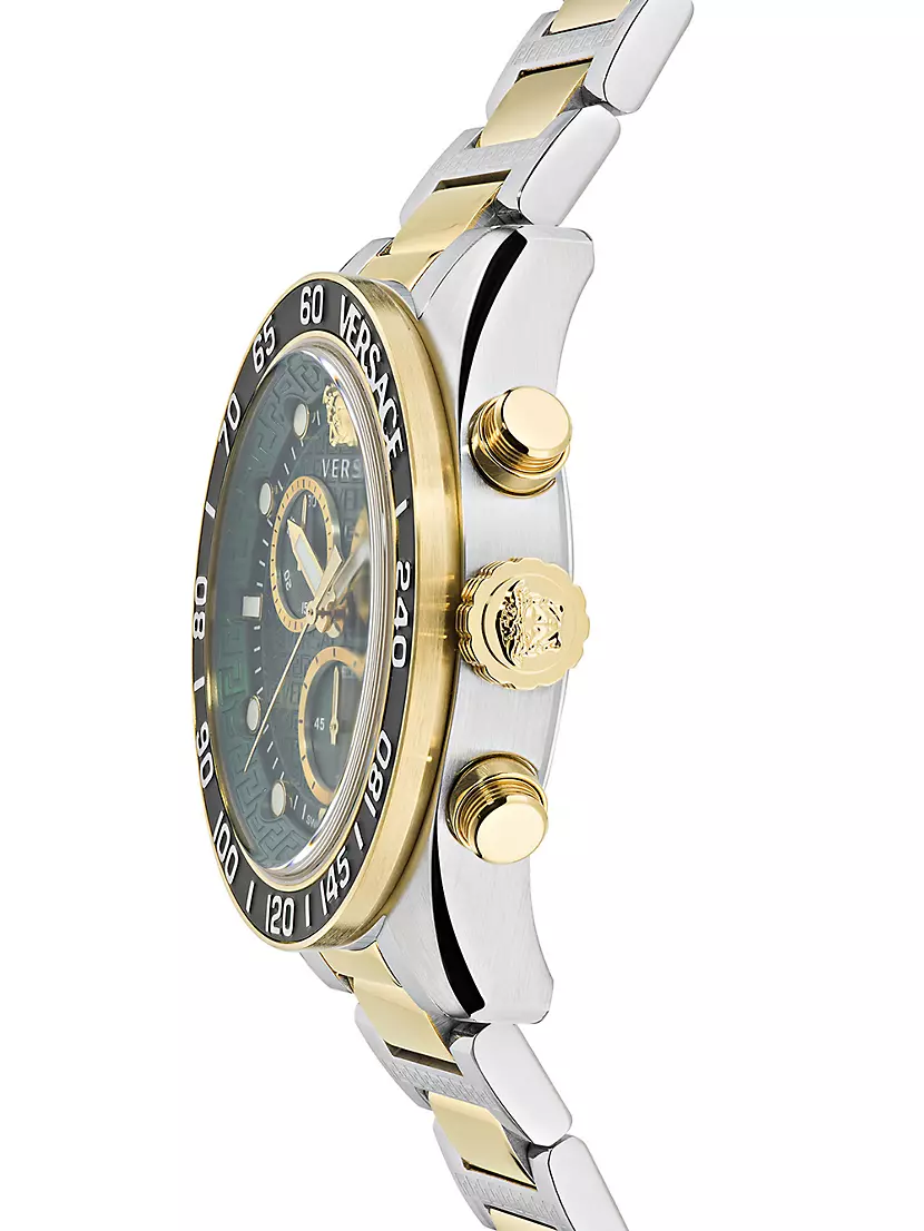 Shop Versace Greca Chrono Avenue Two-Tone Stainless Watch | Steel Fifth Saks Dome