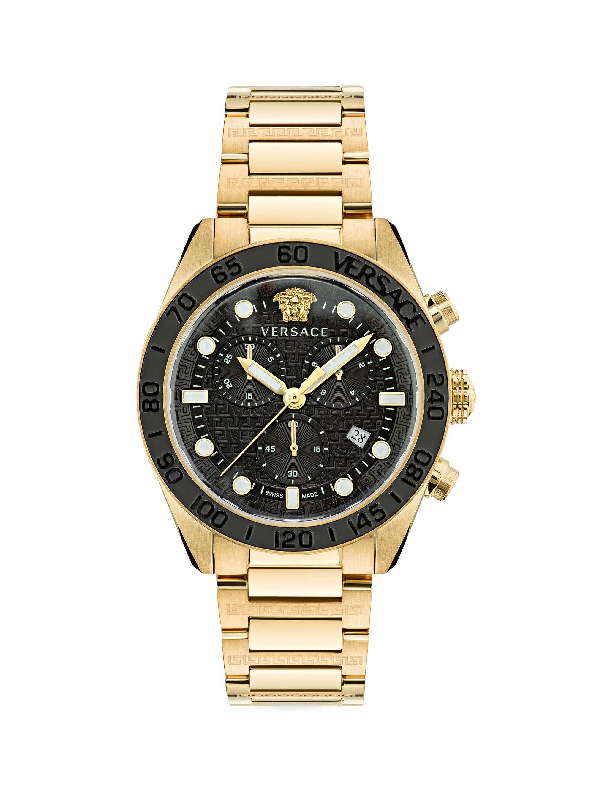 Versace Greca Dome Chrono IP Yellow Gold Bracelet Watch | Saks