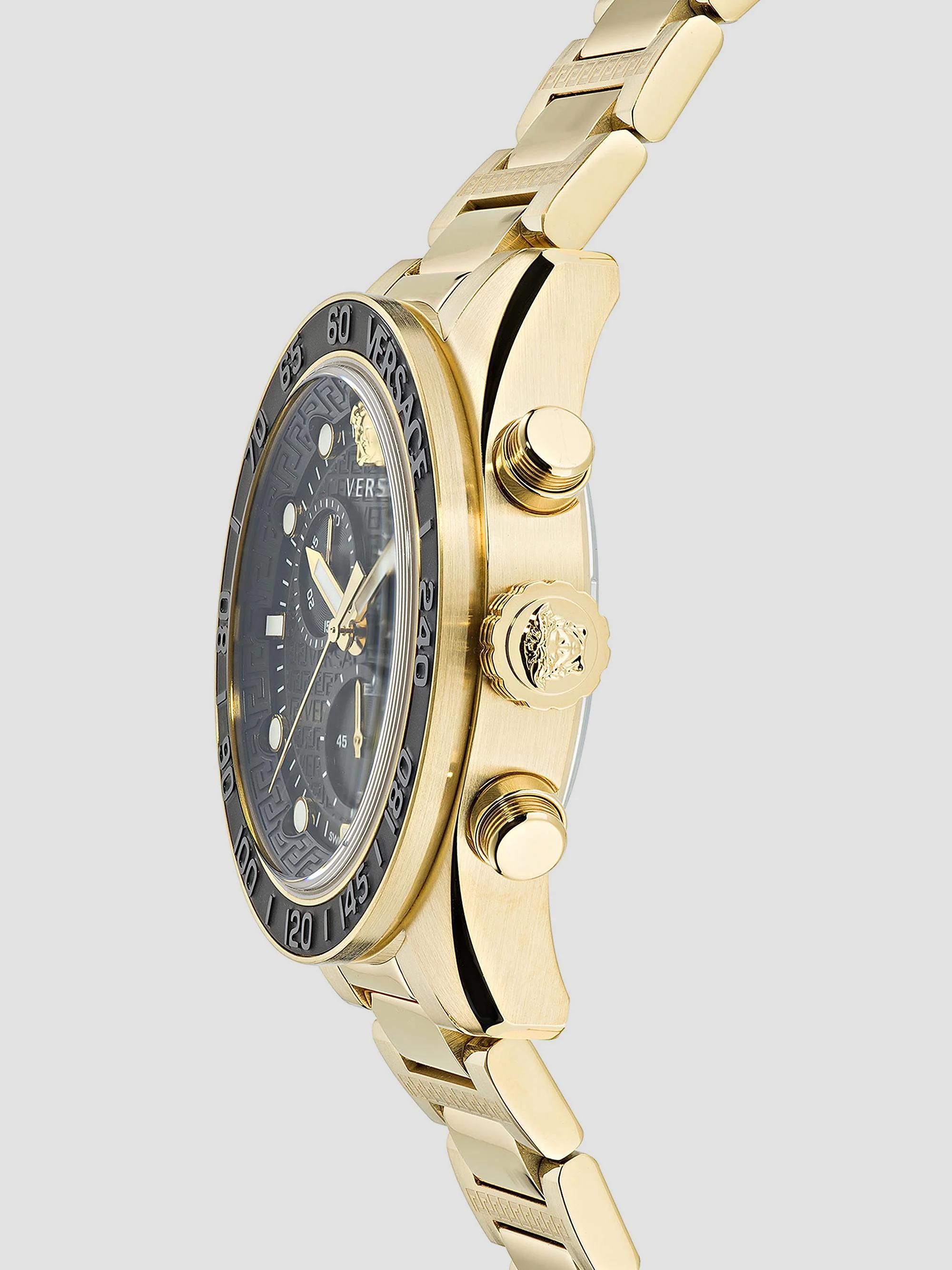 Versace Greca Dome Chrono IP Yellow Gold Bracelet Watch | Saks