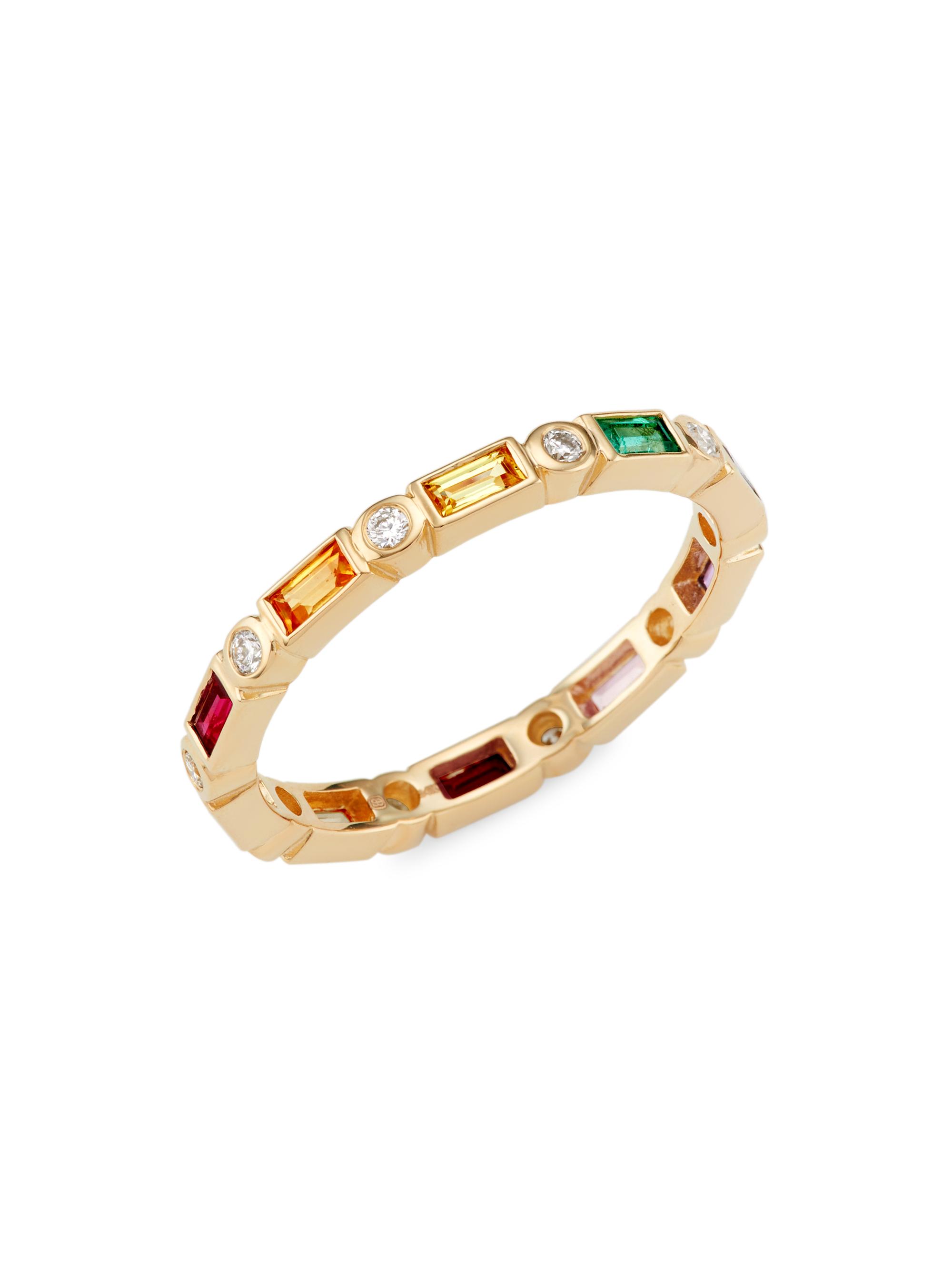 Sydney Evan Women's 14K Yellow Gold & Multi-Gemstone Eternity Band - Rainbow