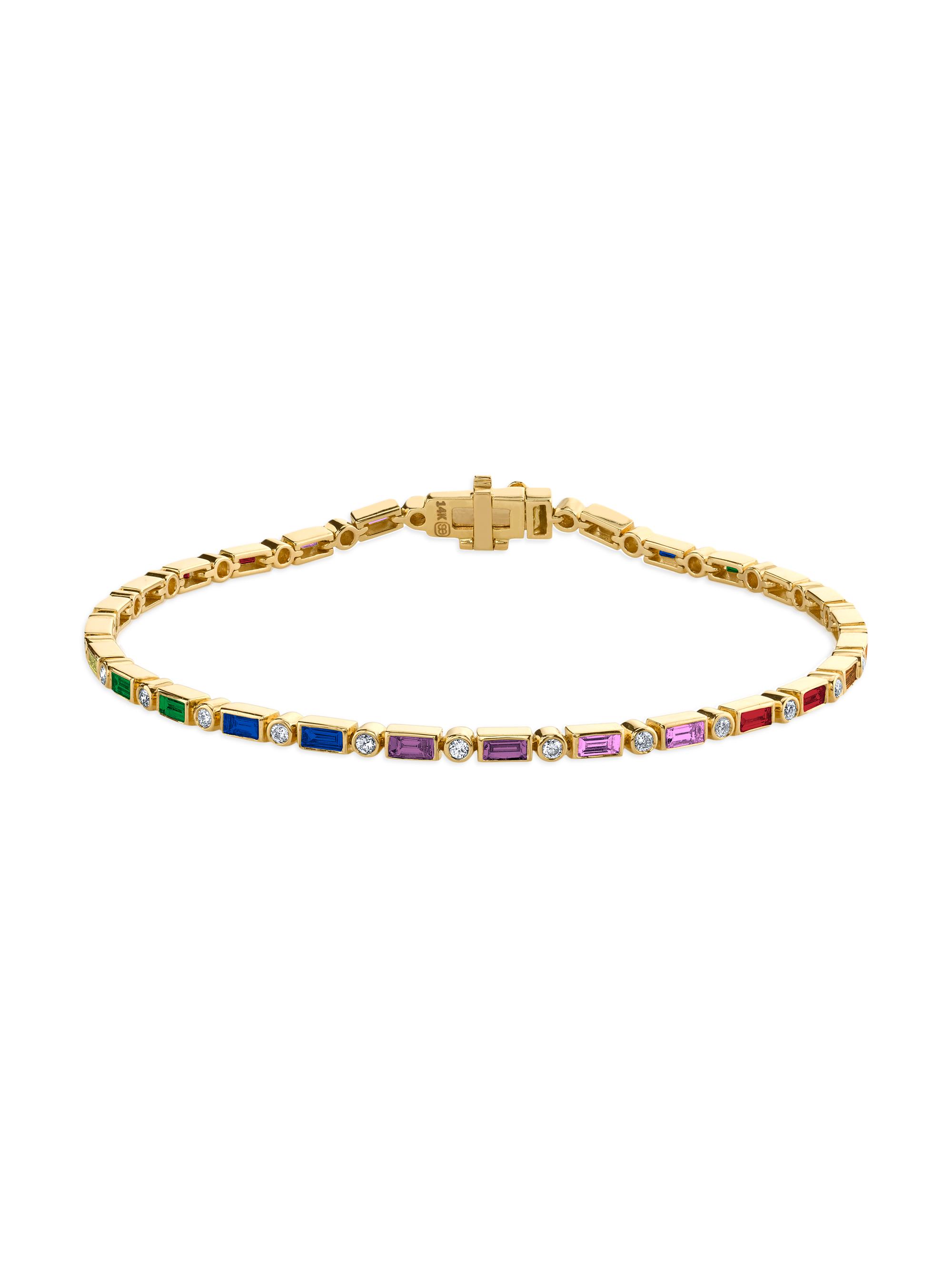 Sydney Evan Women's 14K Yellow Gold & Multi-Stone Rainbow Bracelet - Rainbow