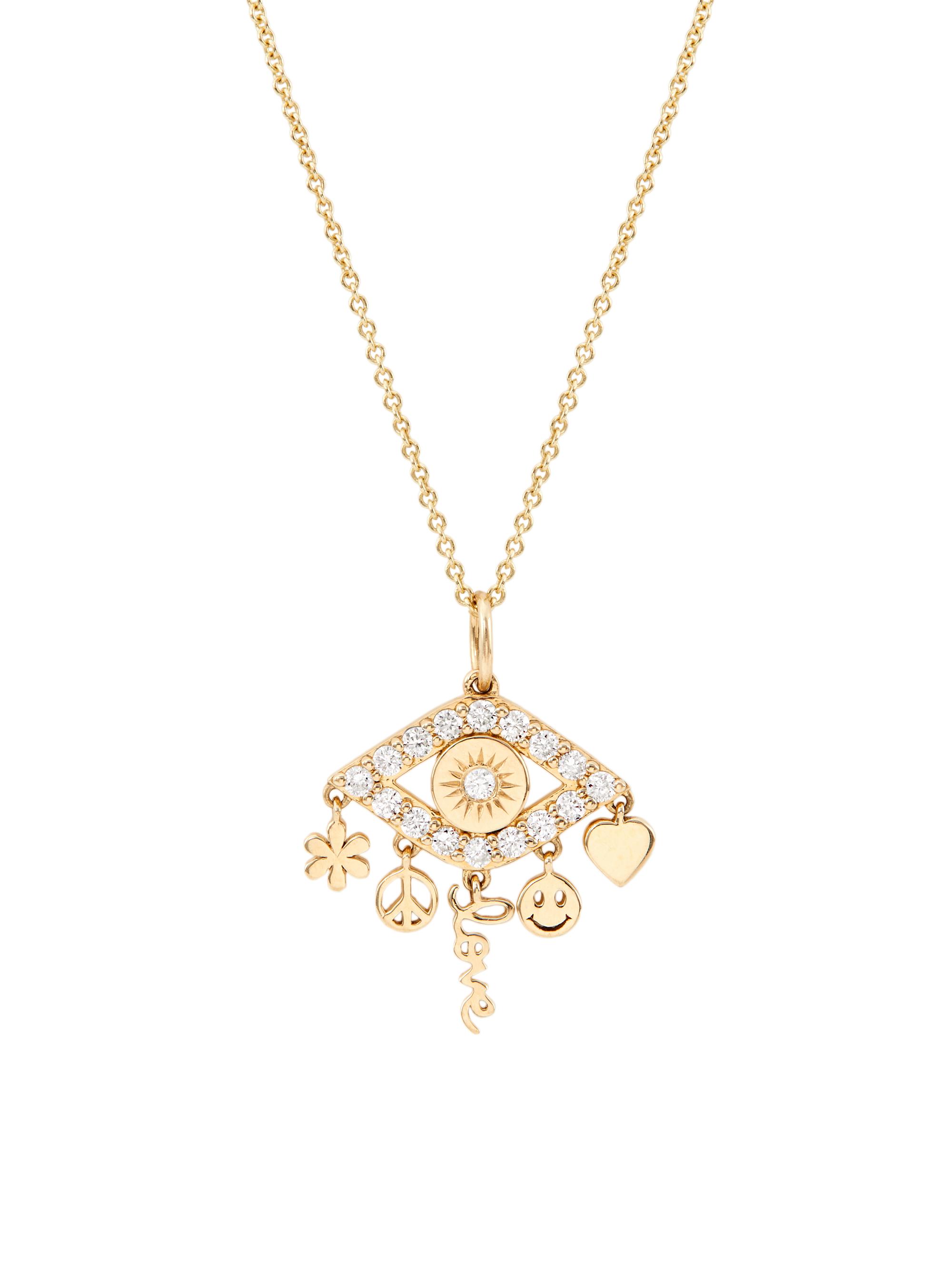 Sydney Evan Women's 14K Yellow Gold & 0.18 TCW Diamonds Evil Eye Necklace - Gold