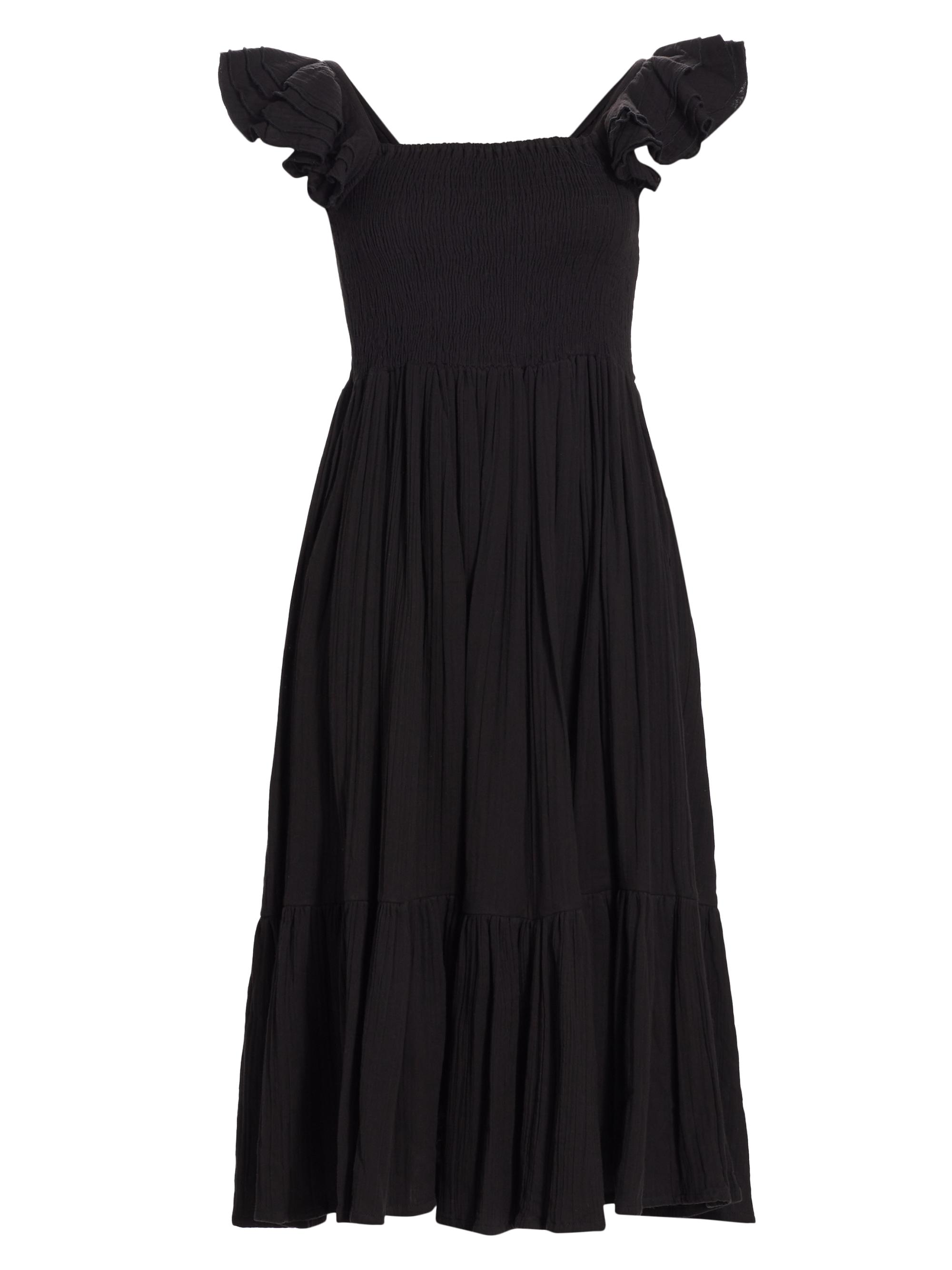 Mille Women's Olympia Tiered Midi-Dress - Black Double Gauze