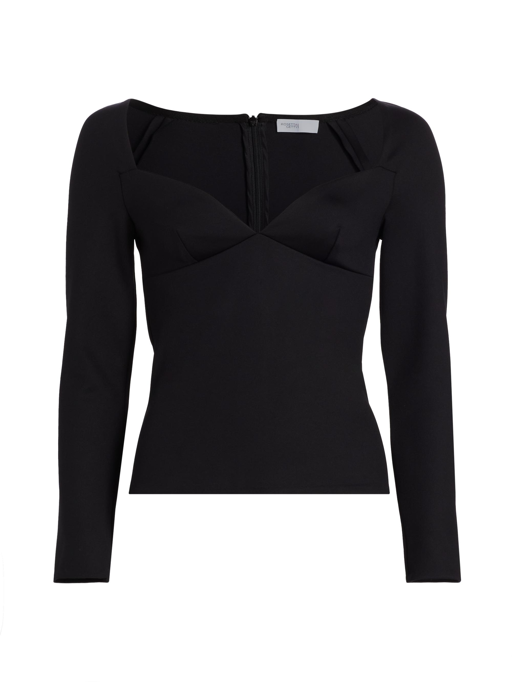 Rosetta Getty Women's Sweetheart Long-Sleeve Top - Black