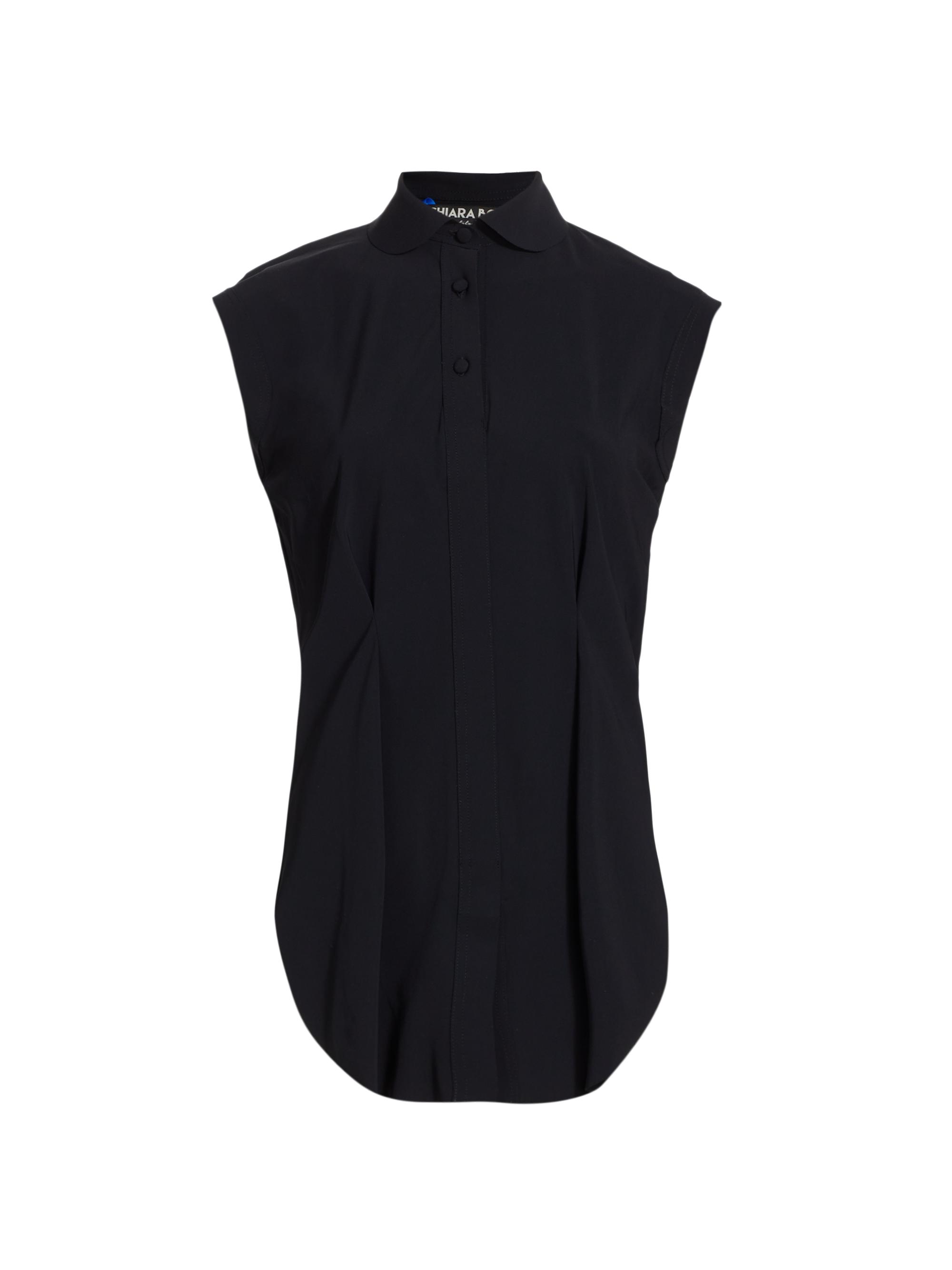 Chiara Boni La Petite Robe Women's Zak Pleated Jersey Button-Front Blouse - Black
