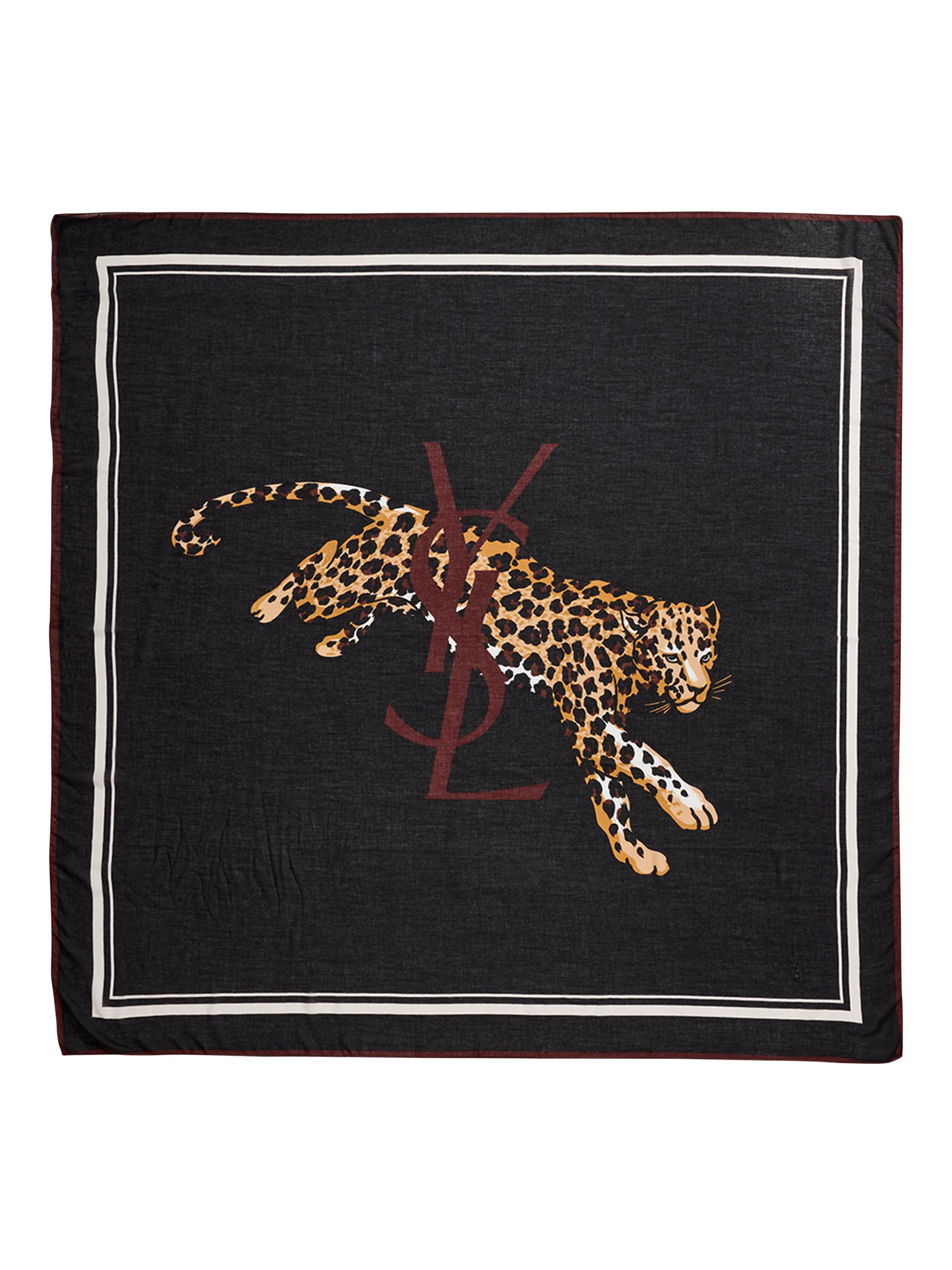 Saint Laurent Women's Leopard Modal-Cashmere Square Scarf - Black