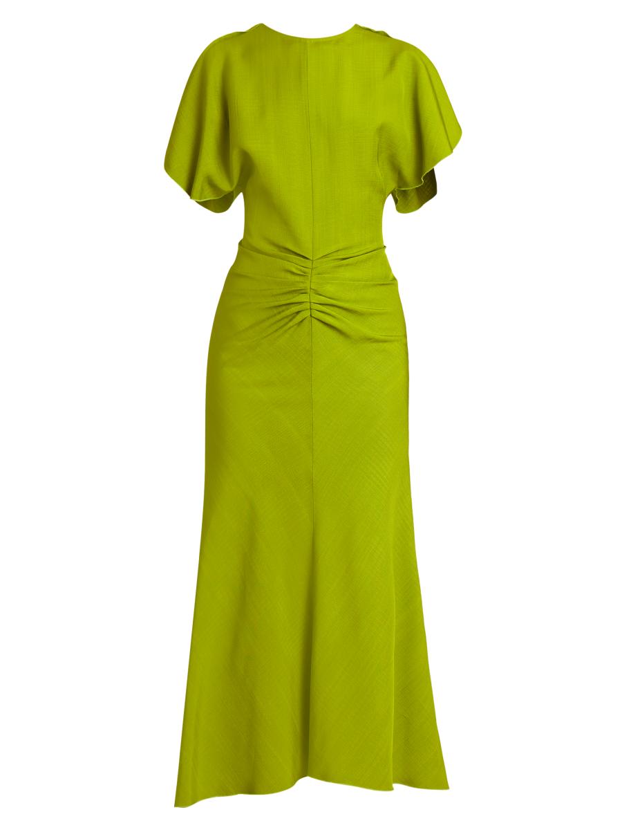スカート VICTORIA BECKHAM 'Gathered Waist Midi' dress Green Victoria Beckham Gathered Waist Midi Dresses Green | Wanan