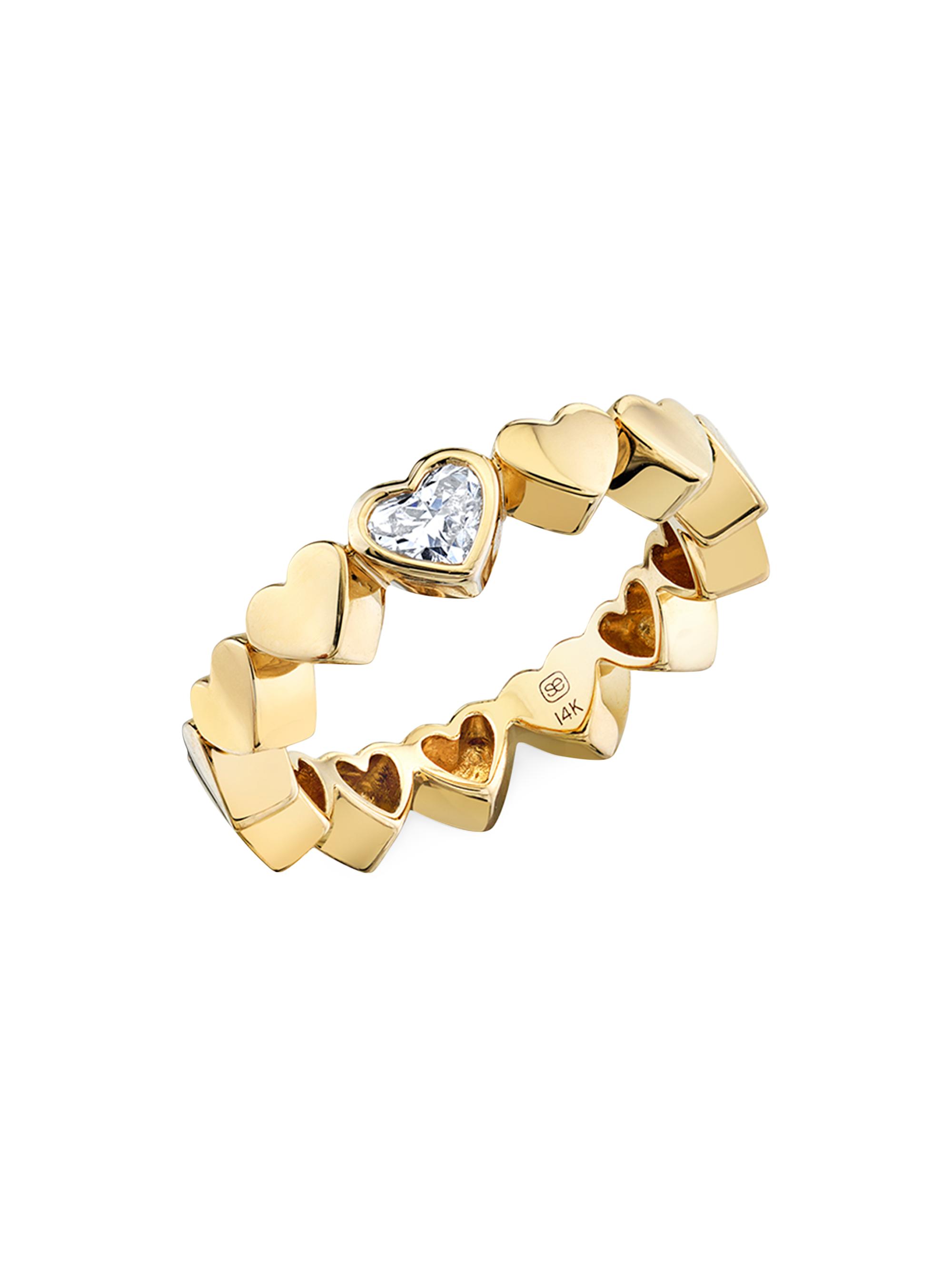 Sydney Evan Women's Heart 14K Gold & Diamond Eternity Ring - Gold