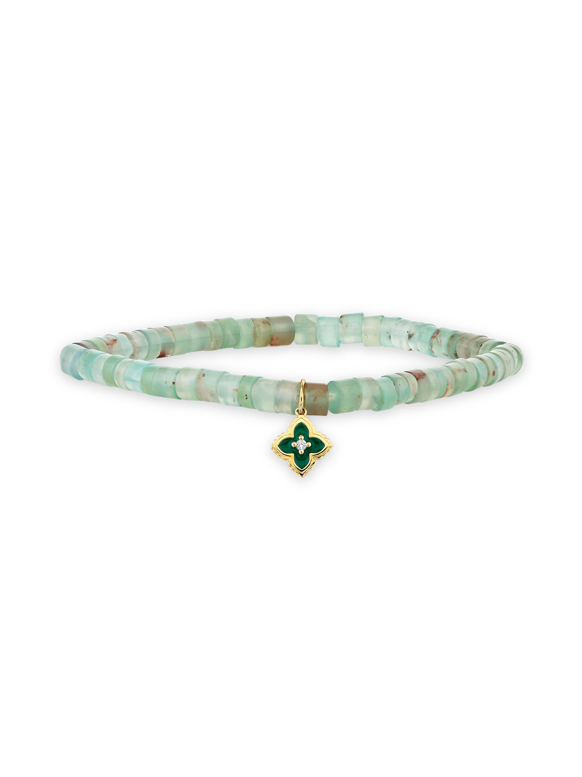 Sydney Evan Women's 14K Yellow Gold & Gemstone Beaded Stretch Bracelet - Emerald Green