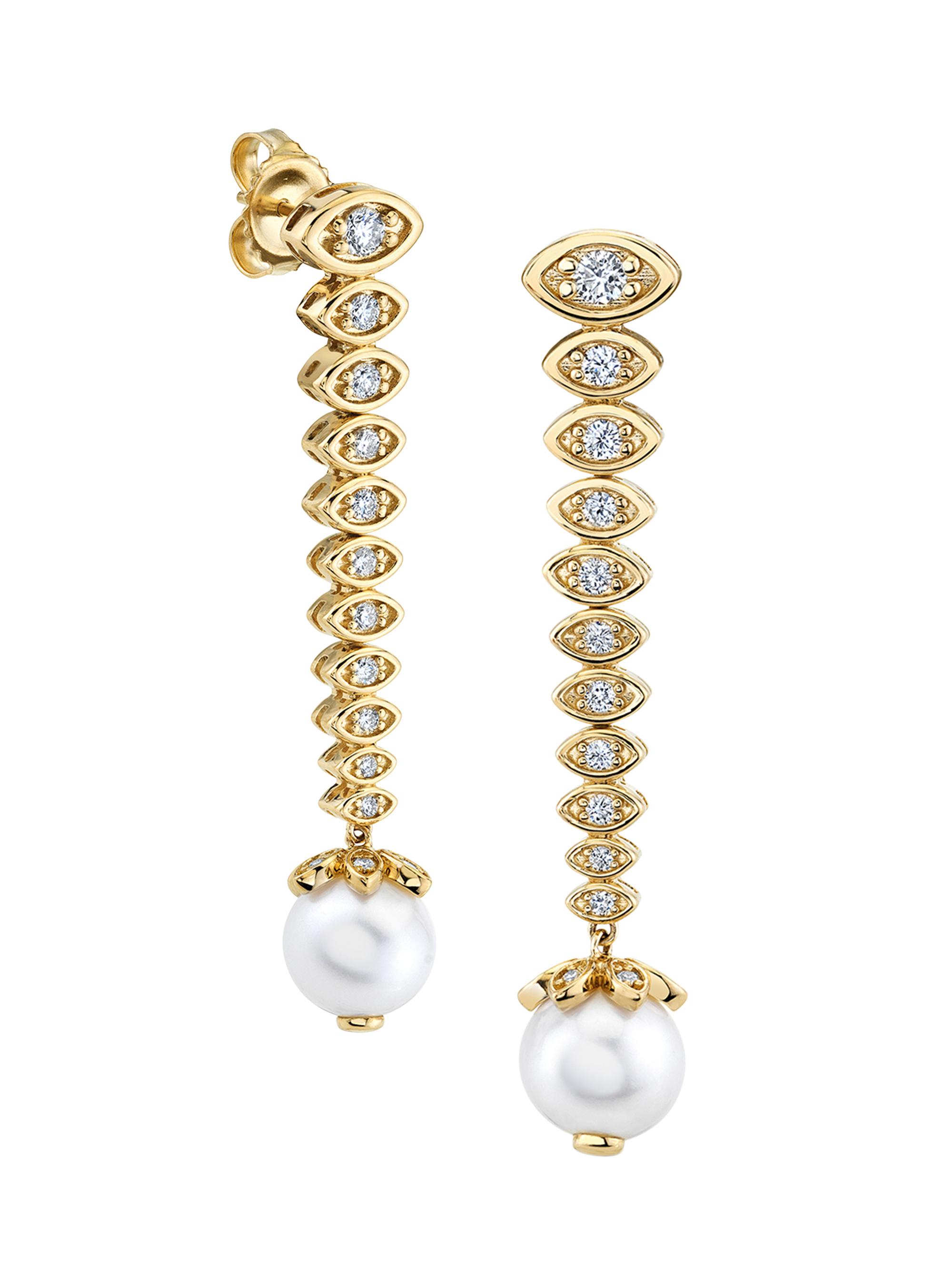 Sydney Evan Women's 14K Gold & Diamond Graduated Marquis Eye Bead Earrings - Gold