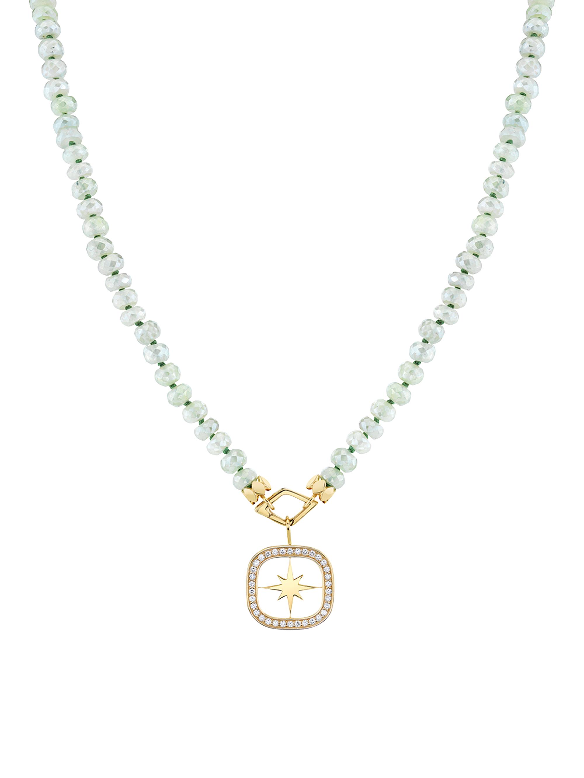 Sydney Evan Women's 14K Gold, Diamond & Prehnite Starburst Necklace - Starburst