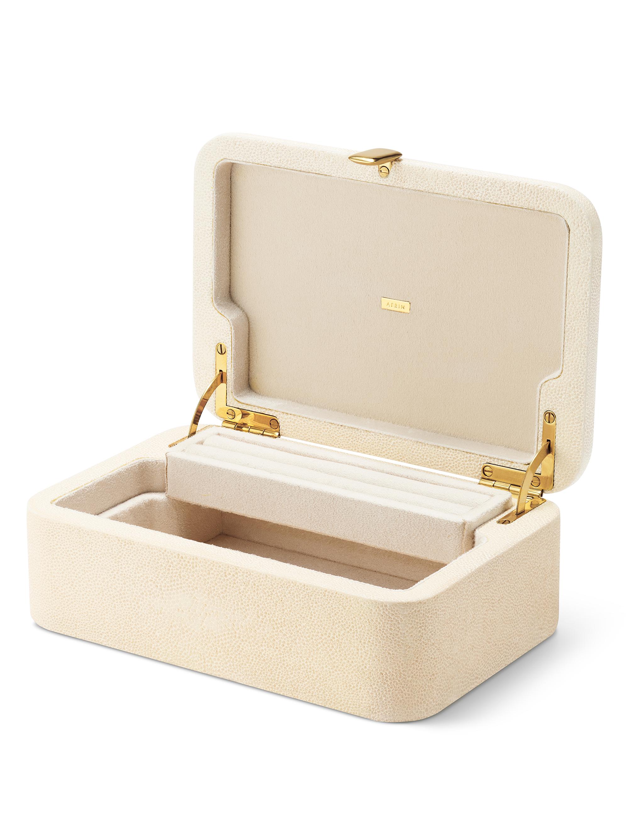 Aerin Abella Small Shagreen Jewelry Box - Cream