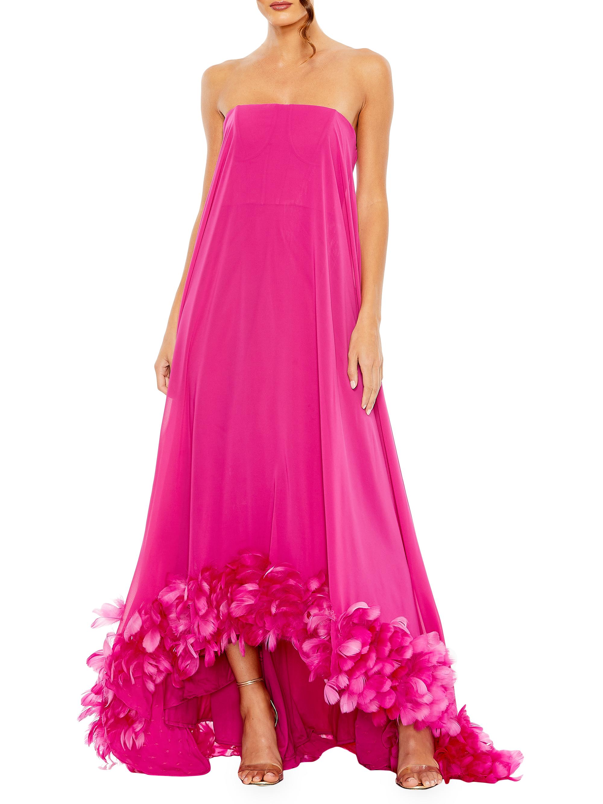 Mac Duggal Women's Feathered Chiffon Strapless Gown - Fuchsia