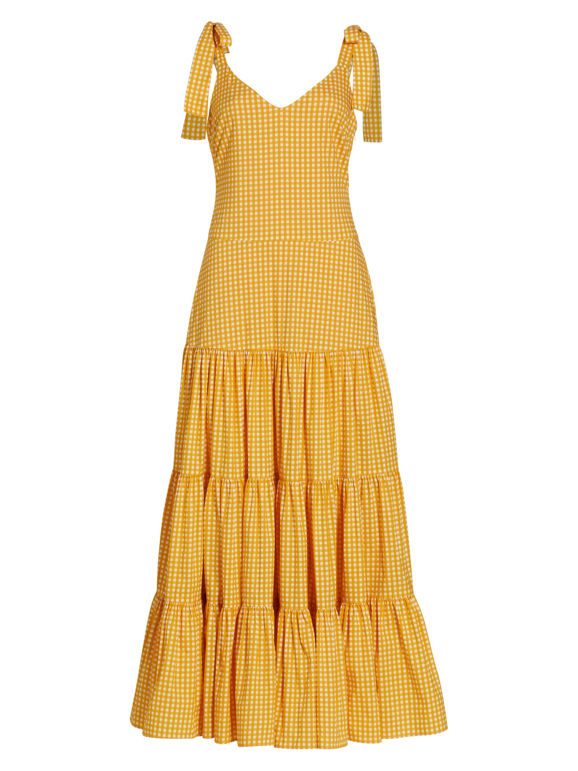 Caroline Constas Women's Arianna Tiered Maxi Dress - Yellow Gingham