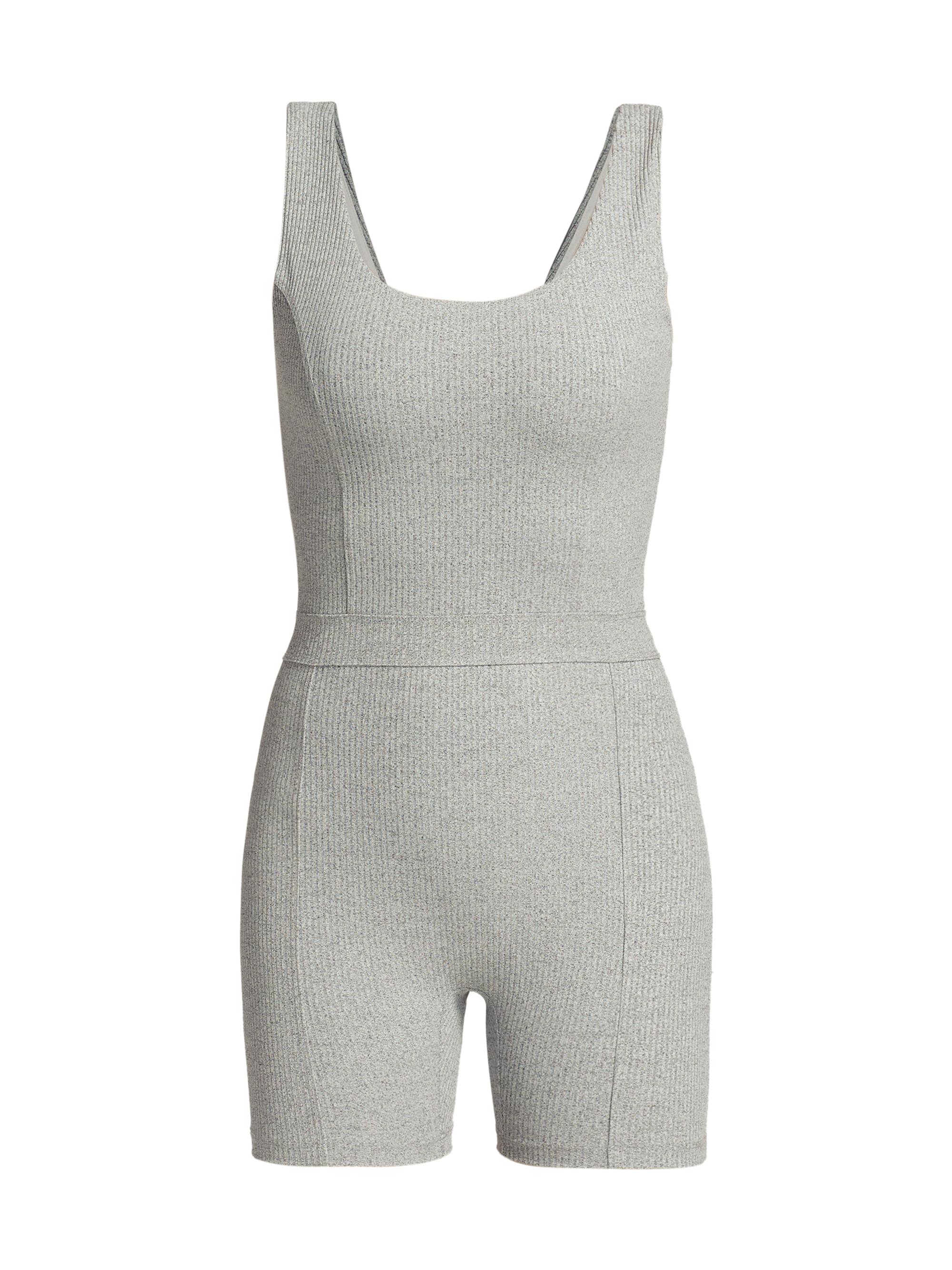 Year of Ours Women's Johanna Rib-Knit Shortie Jumpsuit - Heathered Gret Large