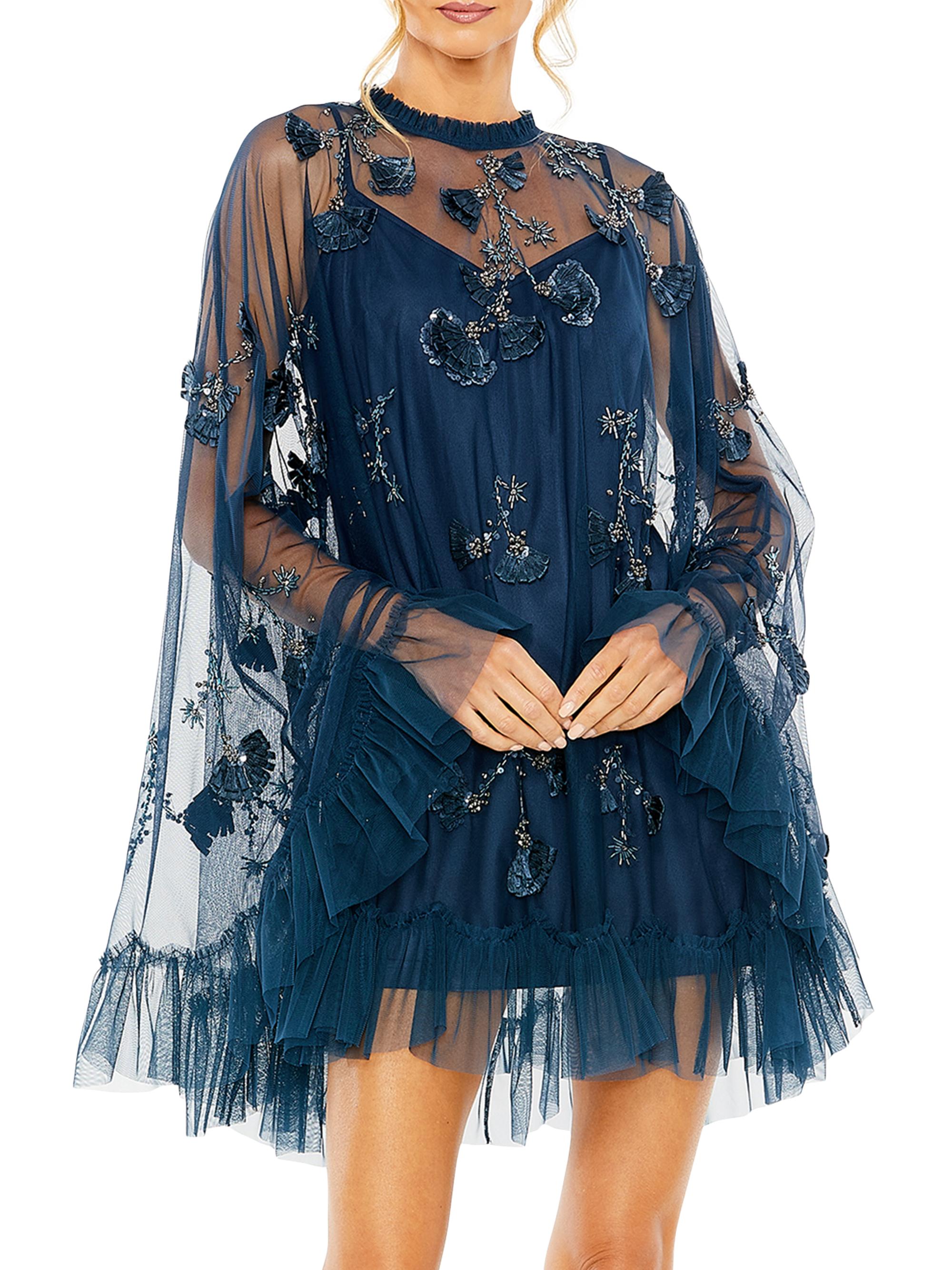 Mac Duggal Women's Mac Embellished Mesh A-Line Minidress - Twilight