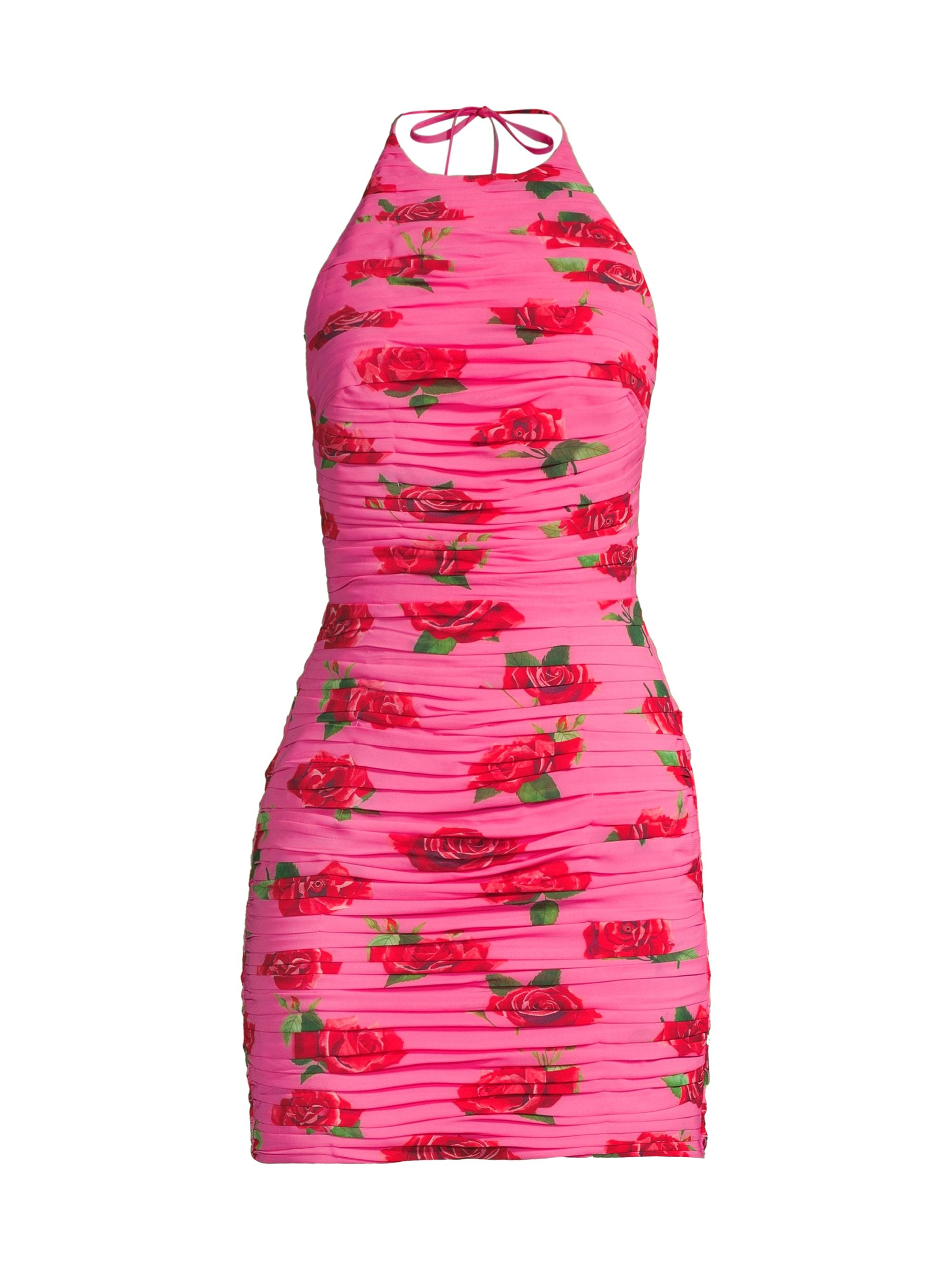 Sau Lee Women's Sonia Floral-Print Ruched Halter Minidress - Pink Multi