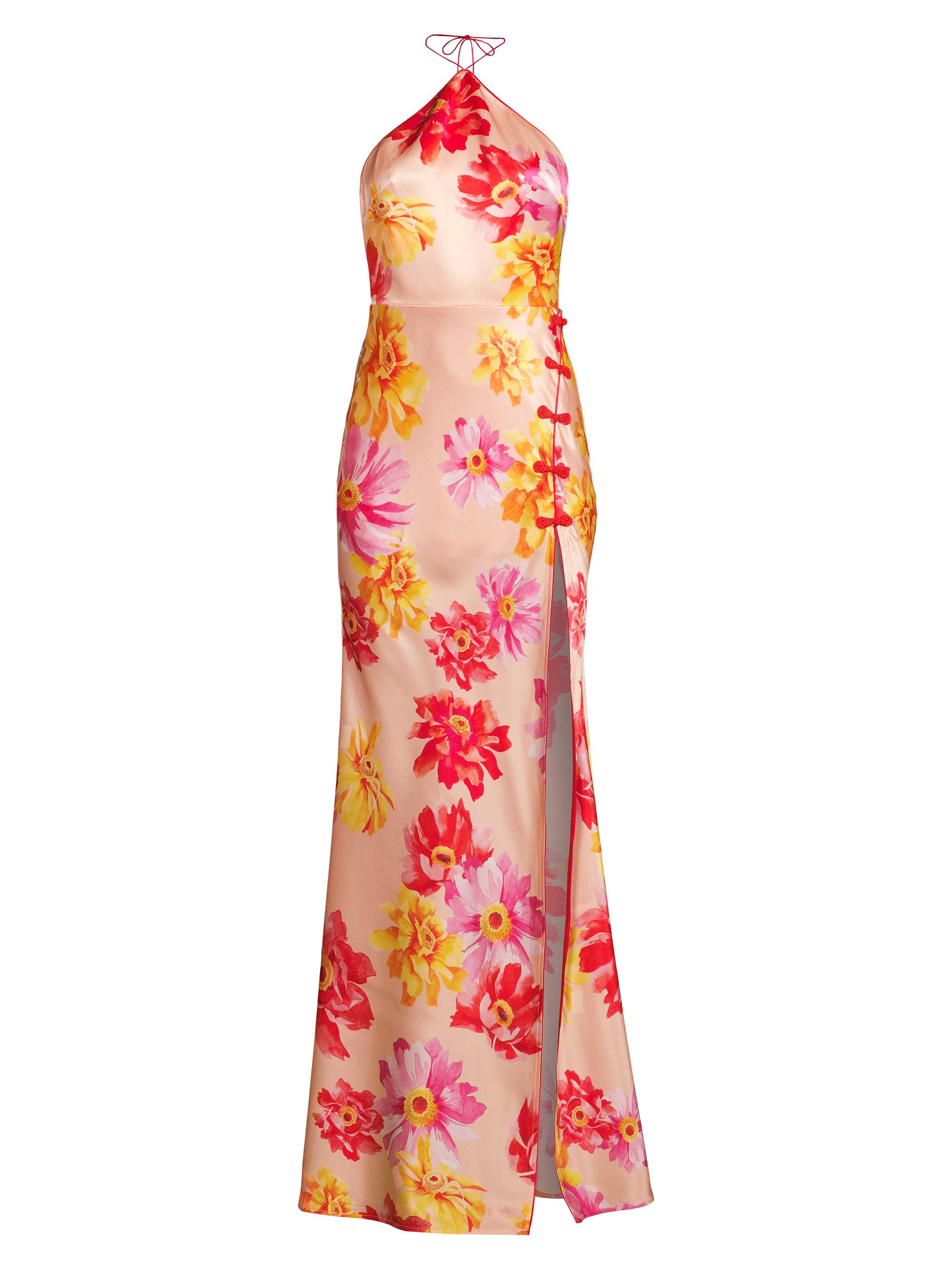 halter neck lace midi dress Lenore Silk Lace Halter Midi Dress / Ivory | MESHKI main image 1
