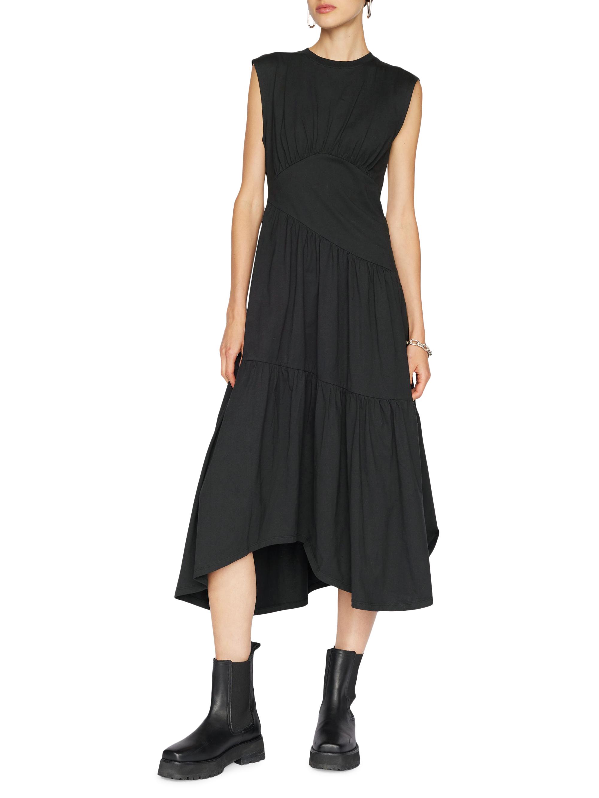 FRAME Cotton Asymmetric Tiered Midi-Dress | Saks Fifth Avenue