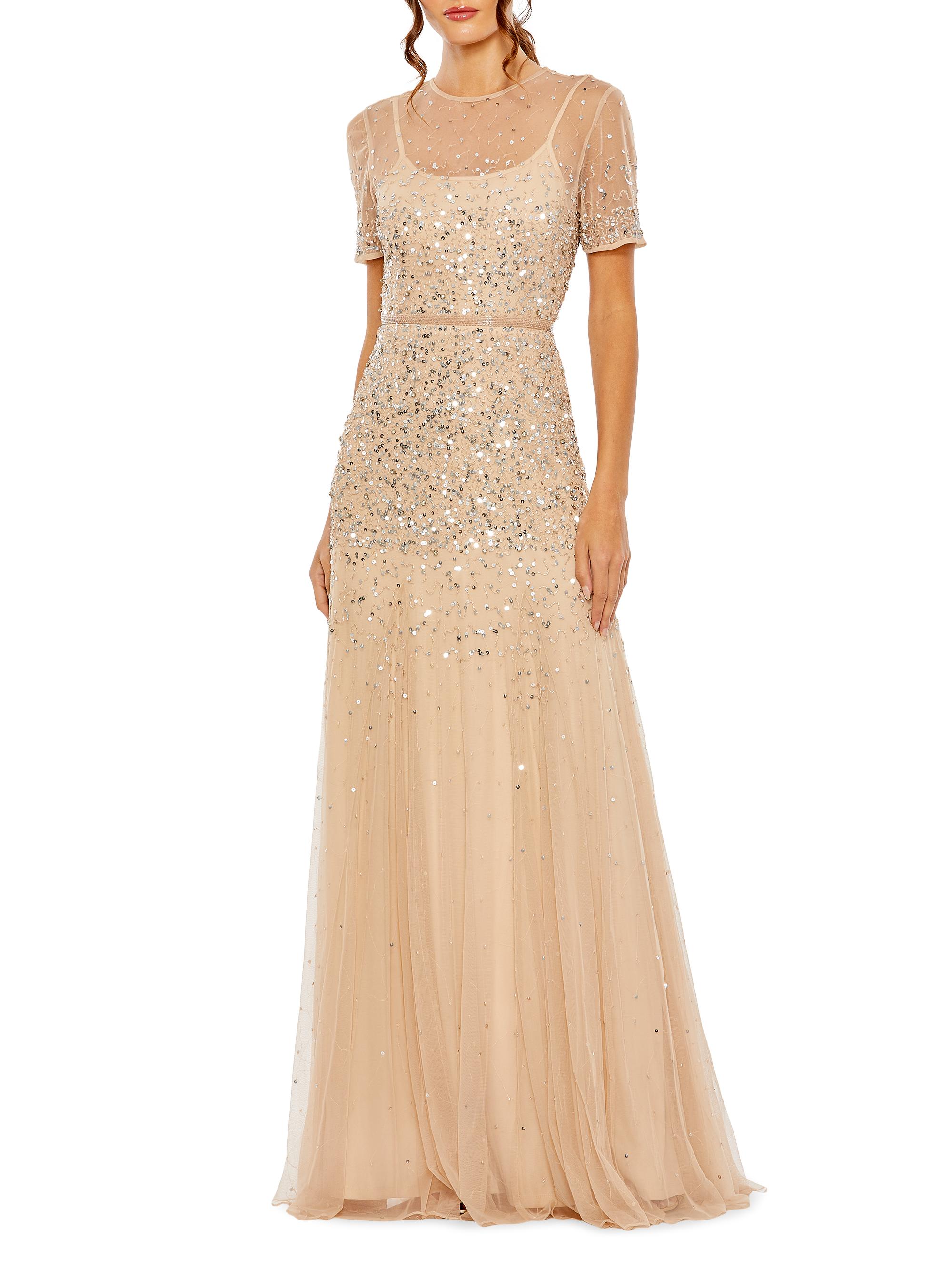 mac duggal gold cape dress Embellished Column Cape Dress main image 1