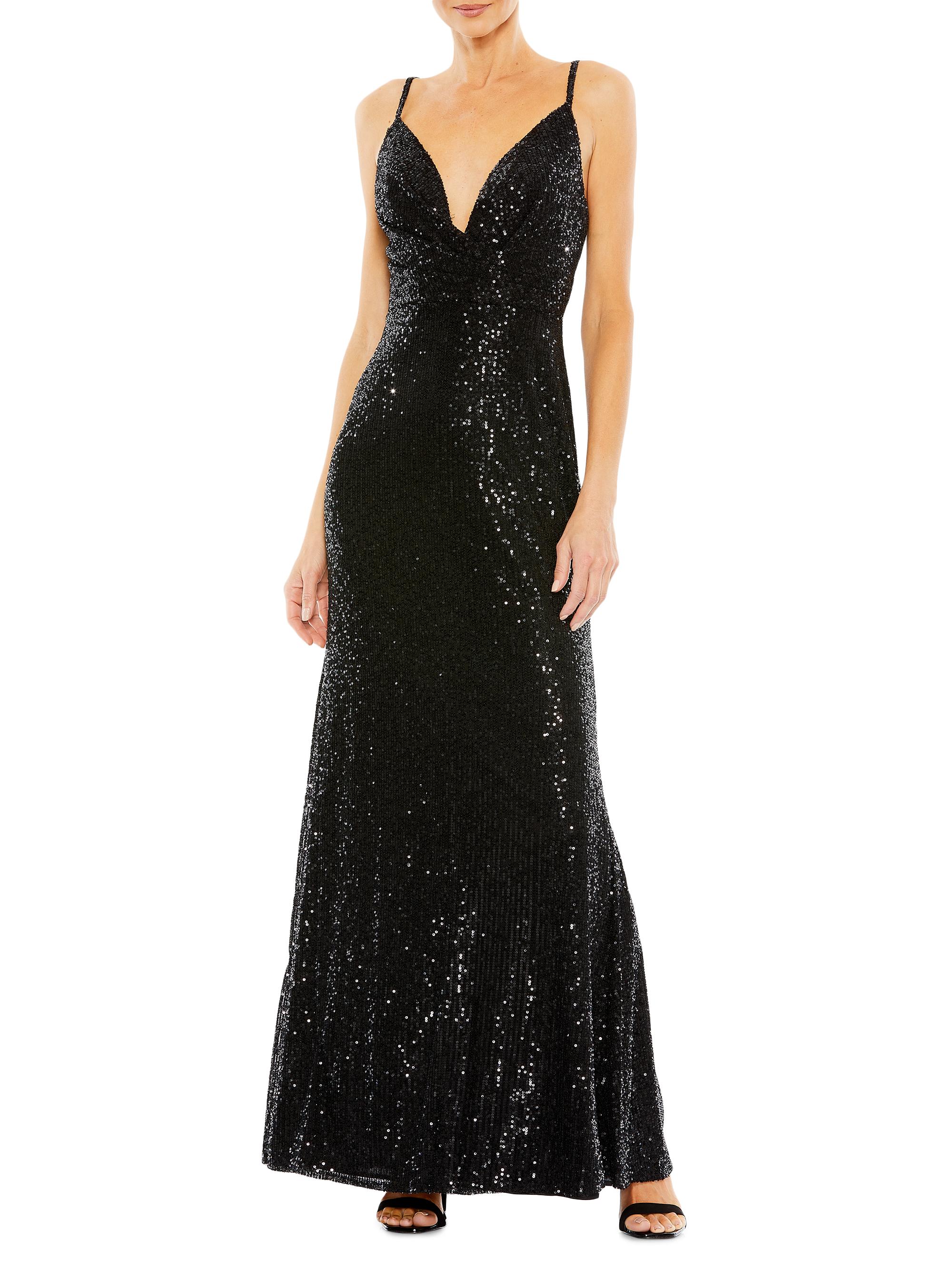 Mac Duggal Women's Sequin-Embellished V-Neck Gown - Black