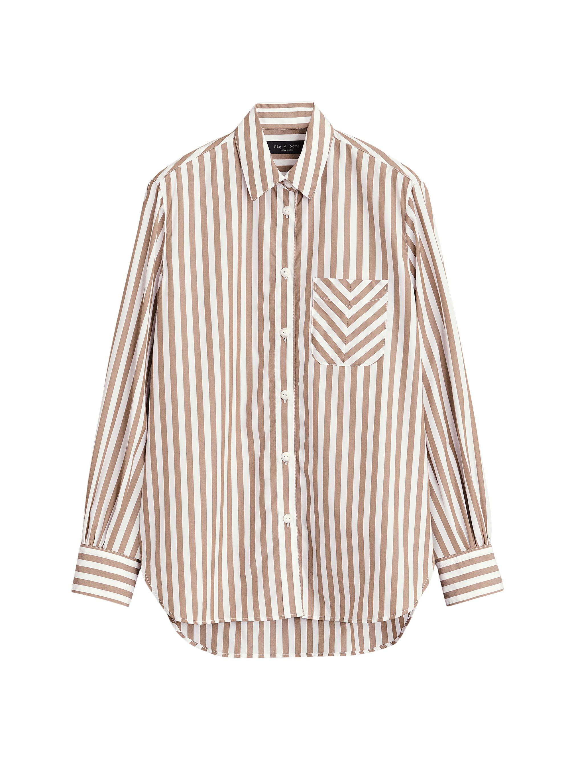 rag & bone Women's Maxine Cotton Shirt - Brown Stripe