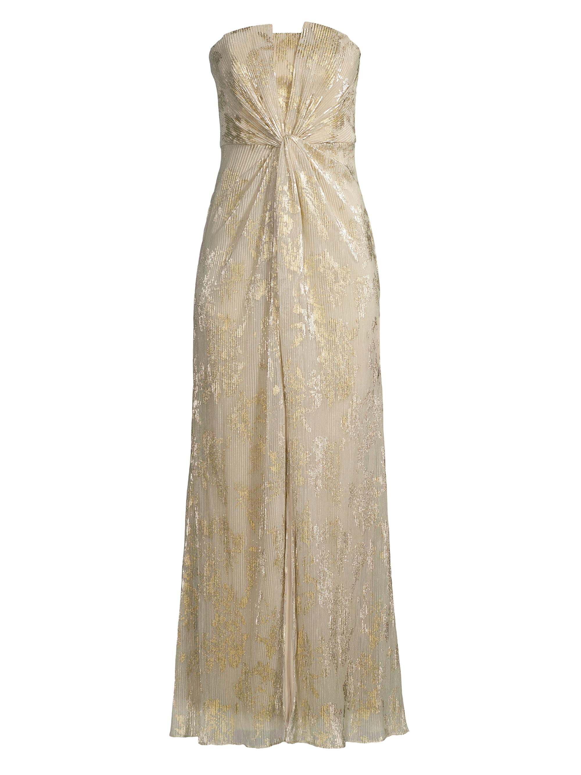 Aidan Mattox Women's Strapless Twisted Metallic Gown - Light Gold