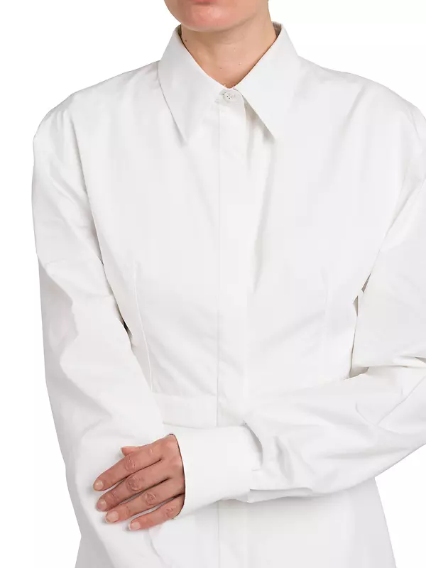 White House Black Market Long-Sleeve Corset Poplin Shirt