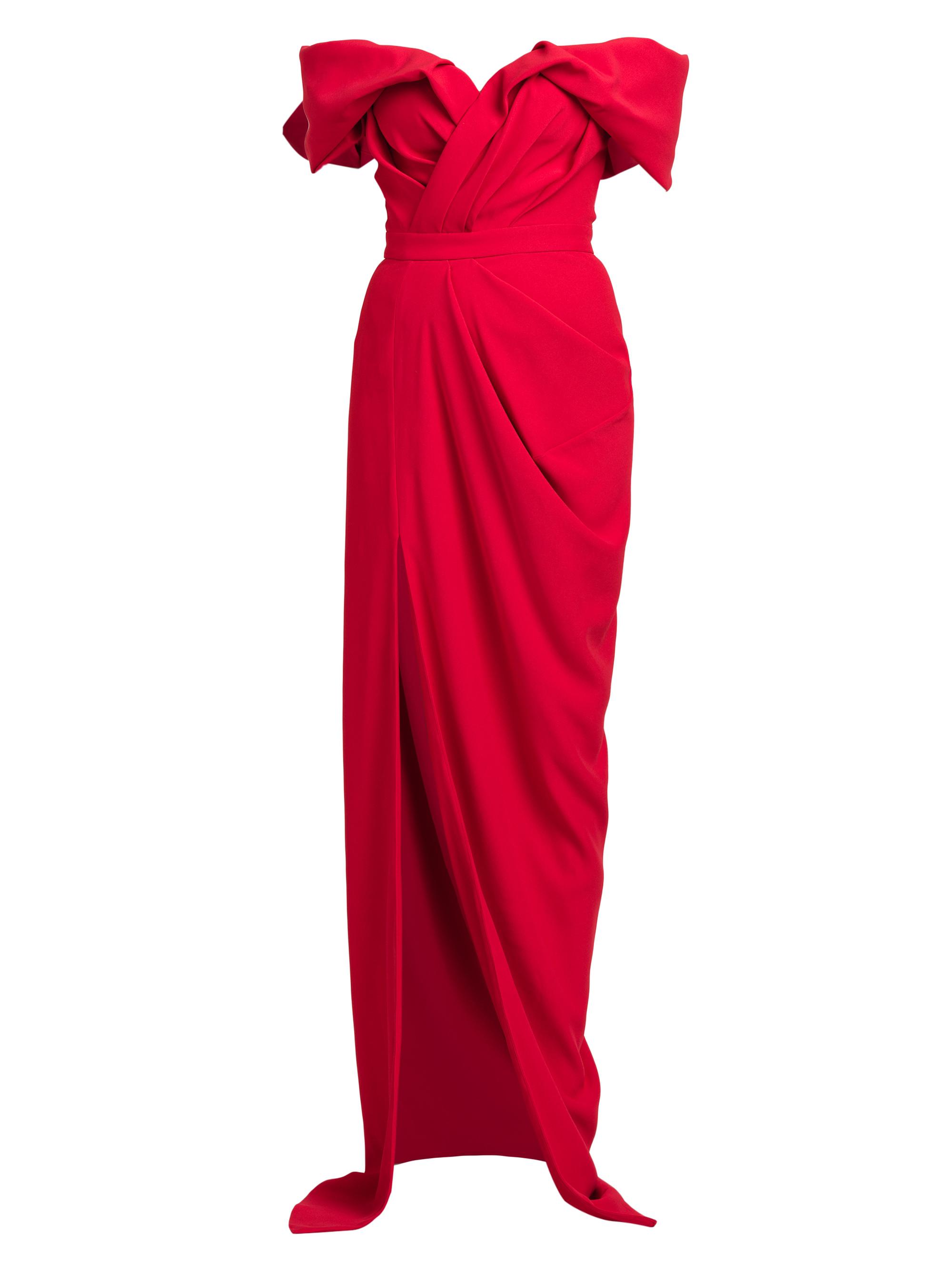 McQueen Draped Off-The-Shoulder Gown