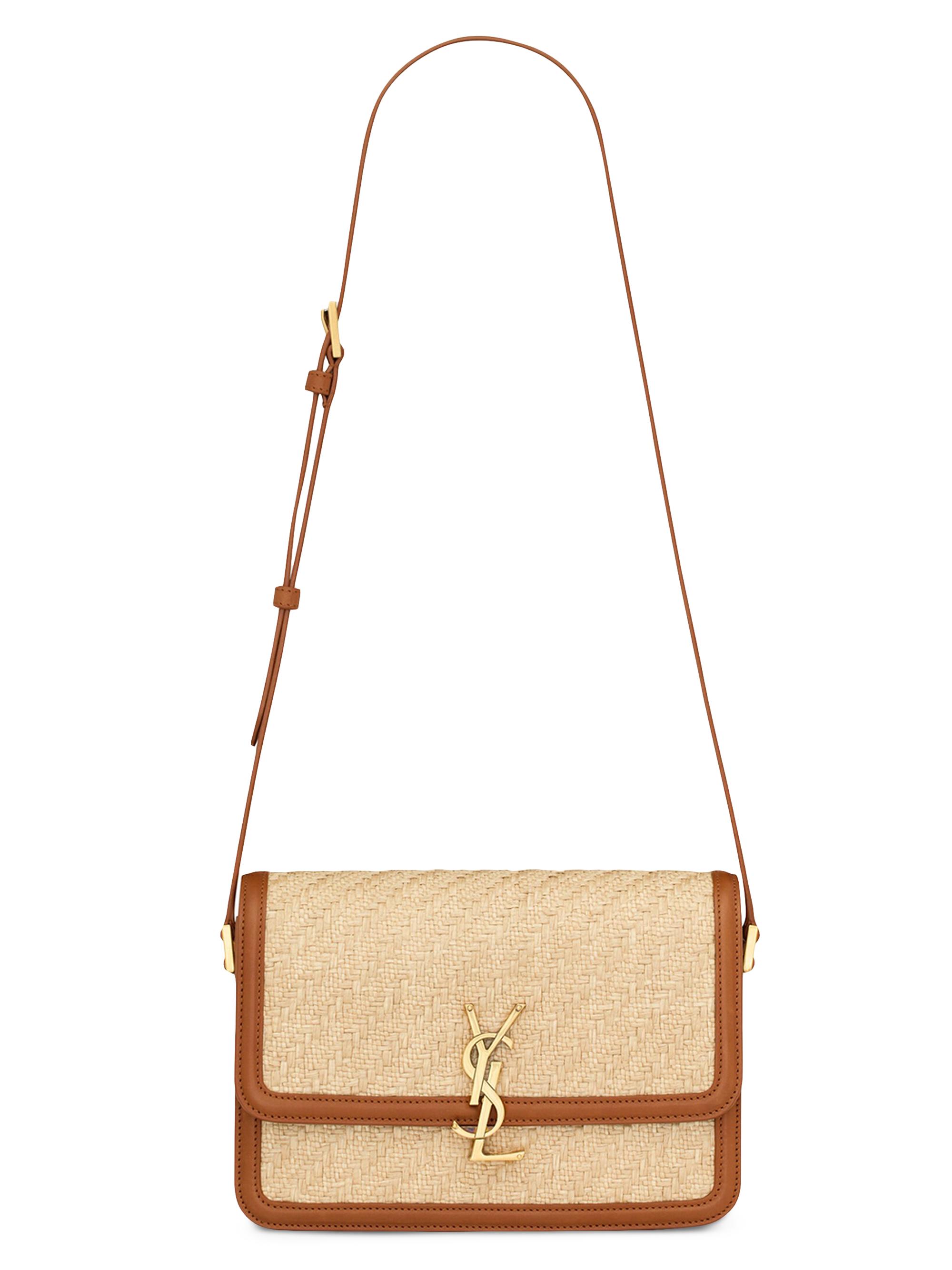 Saint Laurent Women's Solferino  Satchel in Raffia and Vegetable-tanned Leather - Natural Sand